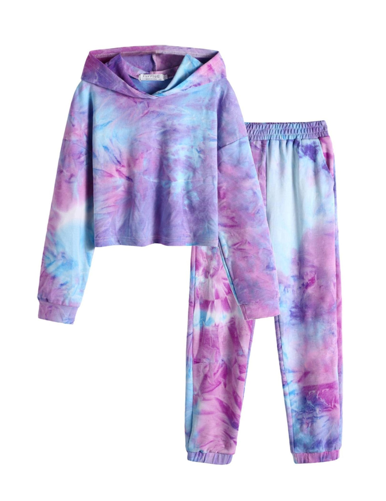 Teen Girls PURPLE Tie Dye Tracksuit 7-8 Years – 2-Piece Hoodie & Sweatpants Set