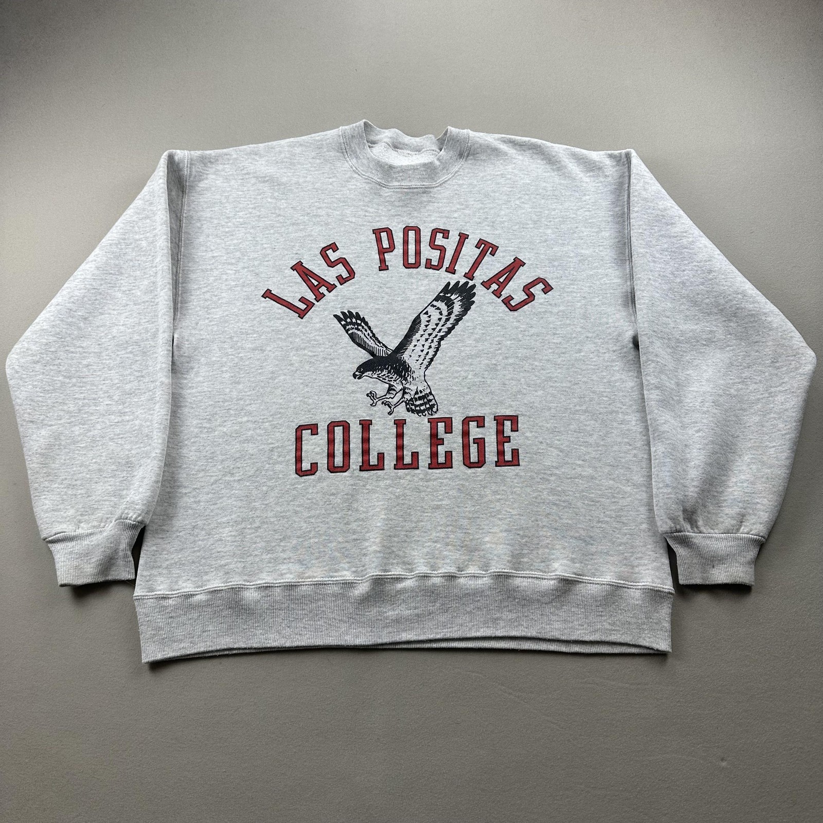 Vintage Las Positas College Sweatshirt Mens Medium Gray Fleece Hawks Livermore