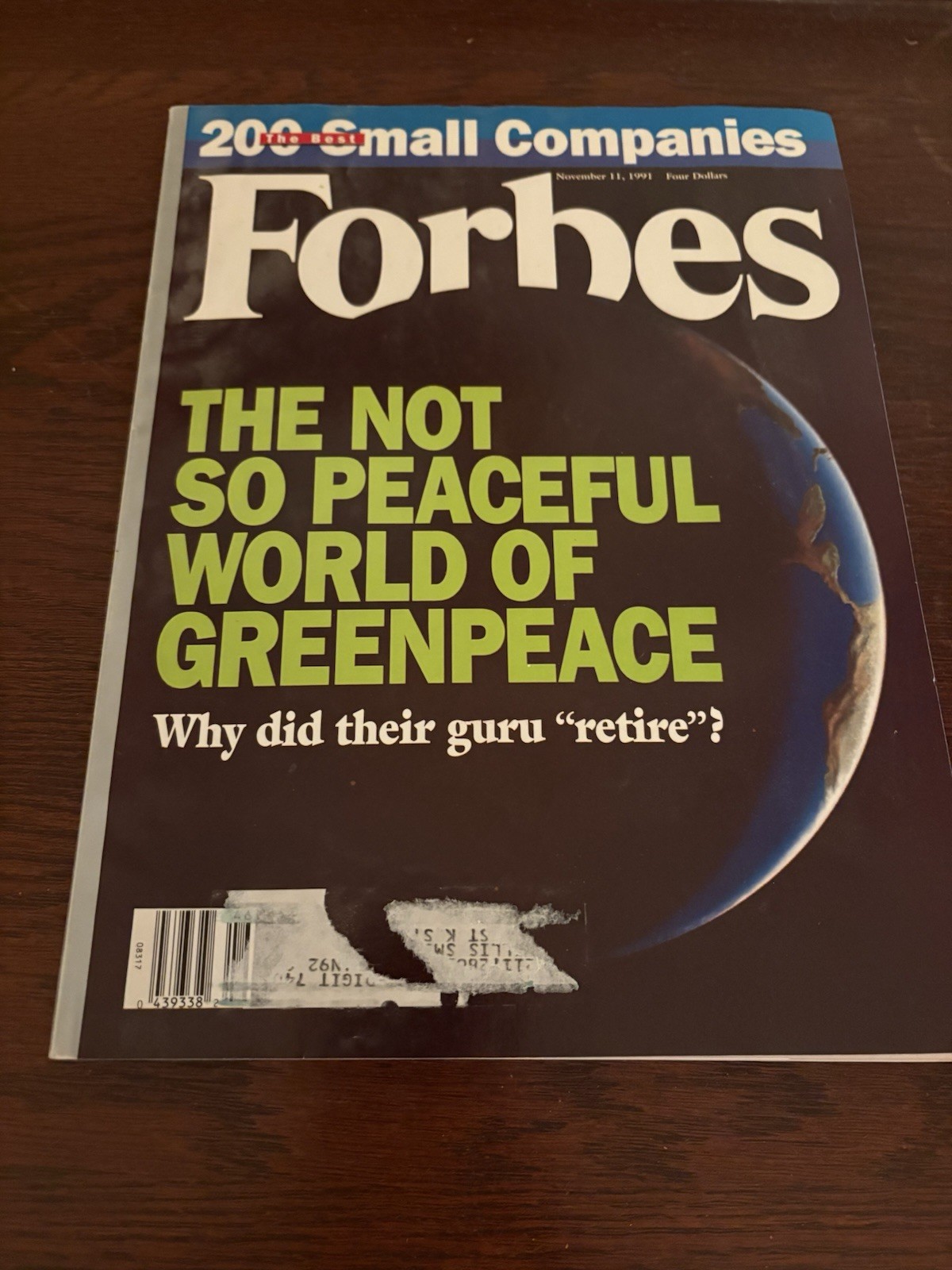 Forbes Magazine November 11 1991 Issue - Greenpeace, Small Business, Illustrated