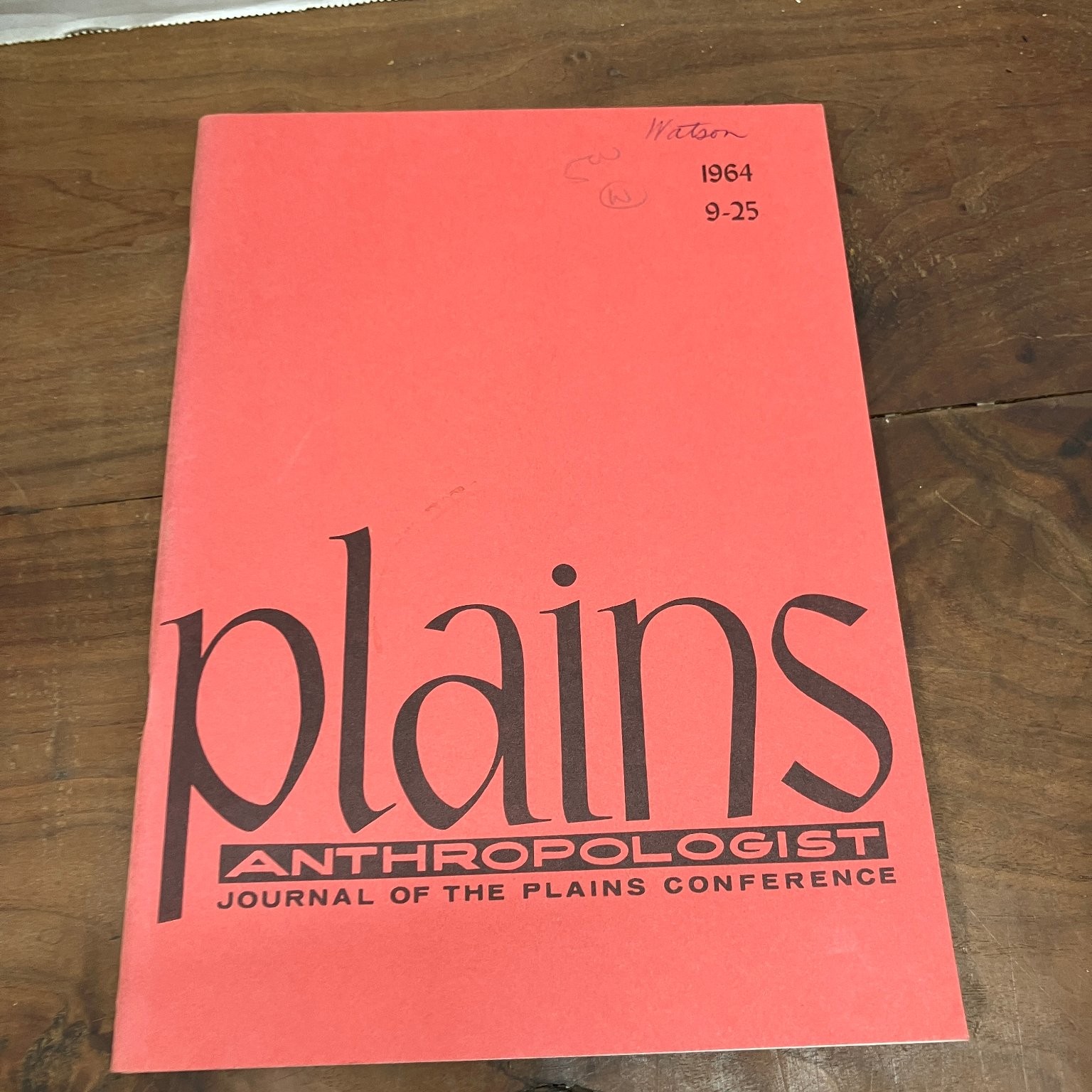 Plains Anthropologist Journal Vol 9 No 25 1964 Archaeology Native American