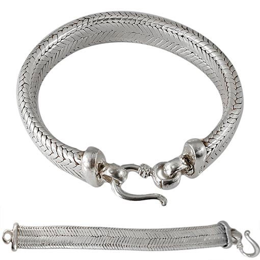 Solid 925 Silver Snake Bracelet | Men\'s 925 Sterling Silver Snake Bracelet