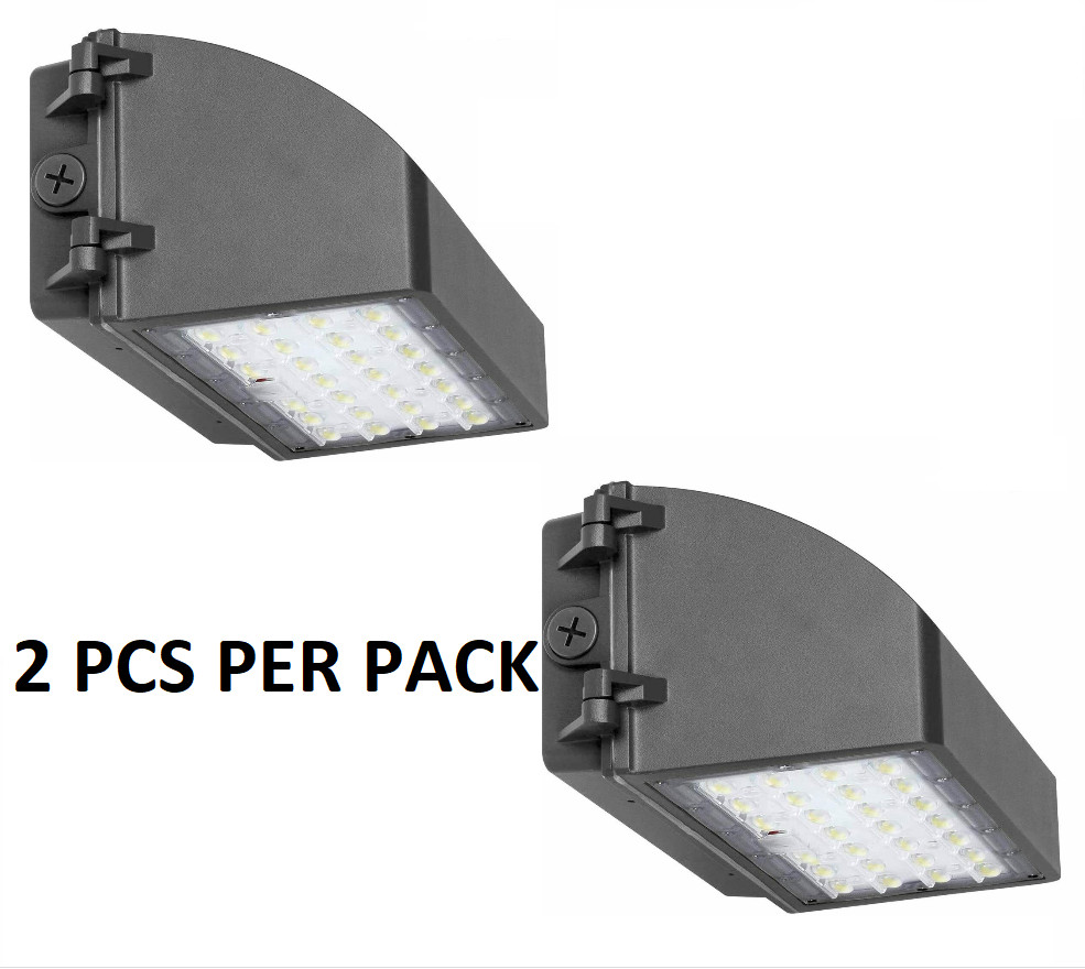 2Pcs/Pack 60W Led Outdoor Full Cut Off Wall Pack Light with Photocell 5000K ETL