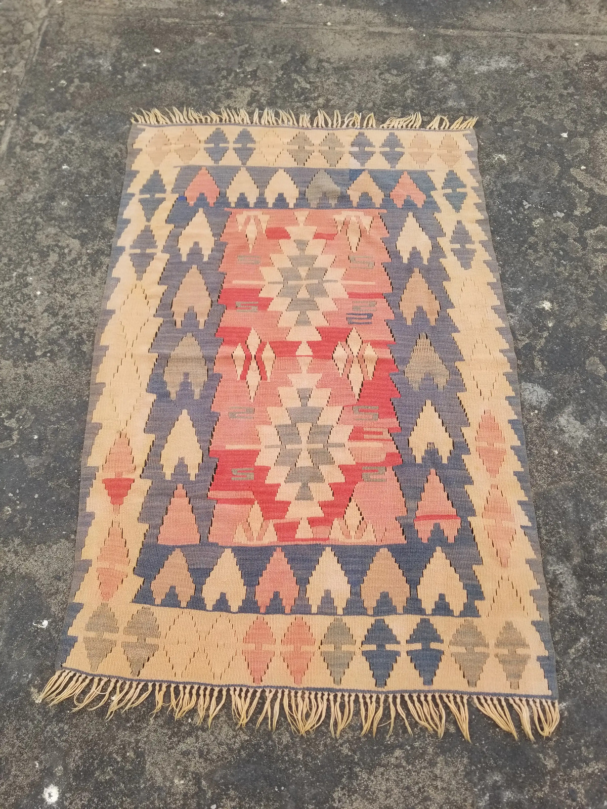 Distressed Antique Traditional Handmade Turkish Wool Multicolor Kilim 4.9x3.3 ft Distressed Antique Traditional Handmade Turkish Wool Multicolor Kilim 4.9x3.3 ft