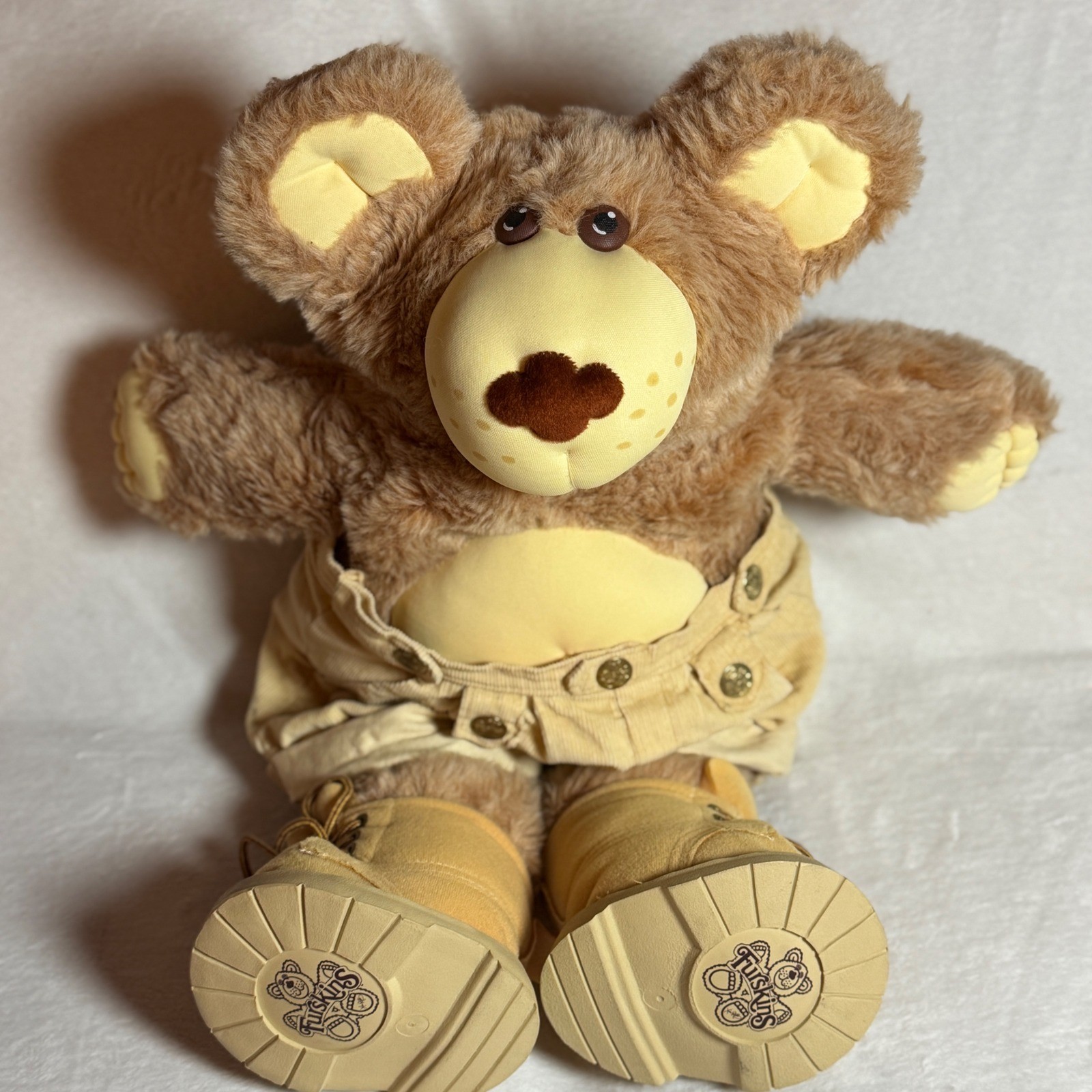 Vintage 1983, 1984 Furskins Boy Plush Bear with Tan Corduroy Shorts & Tan Boots