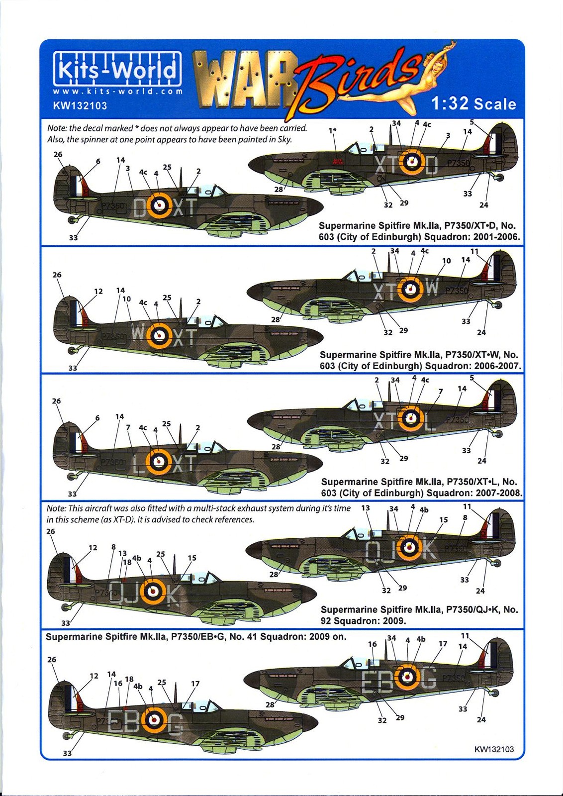 Kits World Decals 1/32 SUPERMARINE SPITFIRE Mk.II Battle of Britain Memorial #3