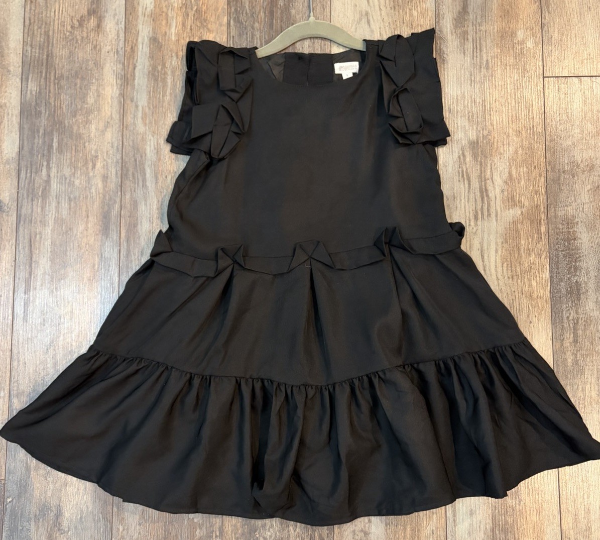 Gymboree Girls Solid Black Tiered Ruffle Short Sleeve Holiday Dress Sz 5 NWT