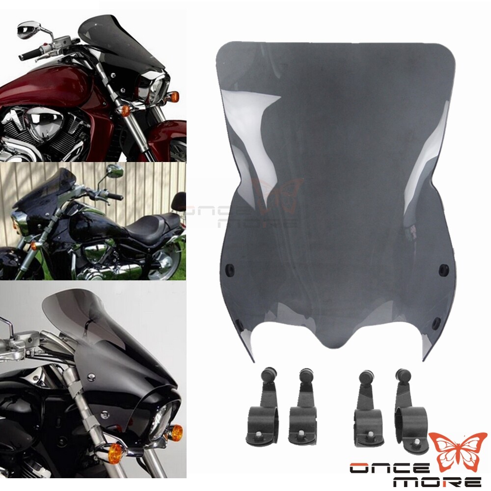 V Shape Windshield WindScreen W/ 4 x Bracket For Suzuki Boulevard M109R 06-14