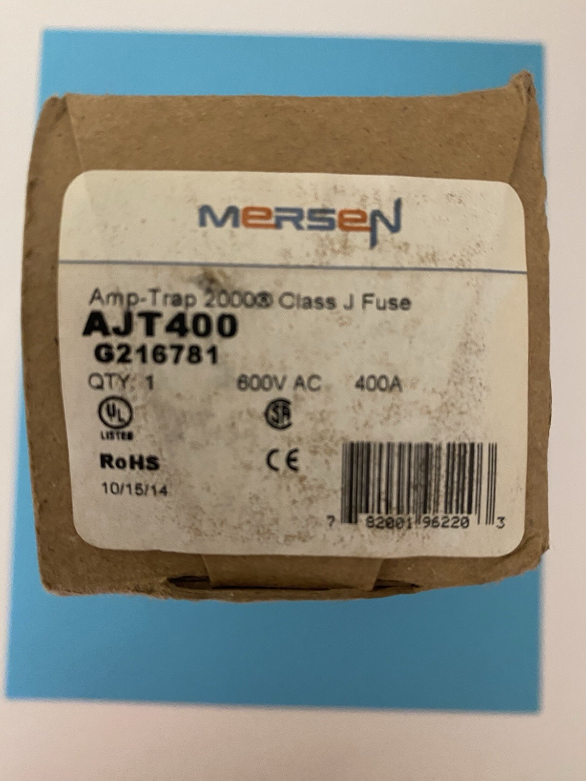 Mersen AJT400 Amp-Trap 2000 Class J Fuse 400A 600VAC G216781 NEW