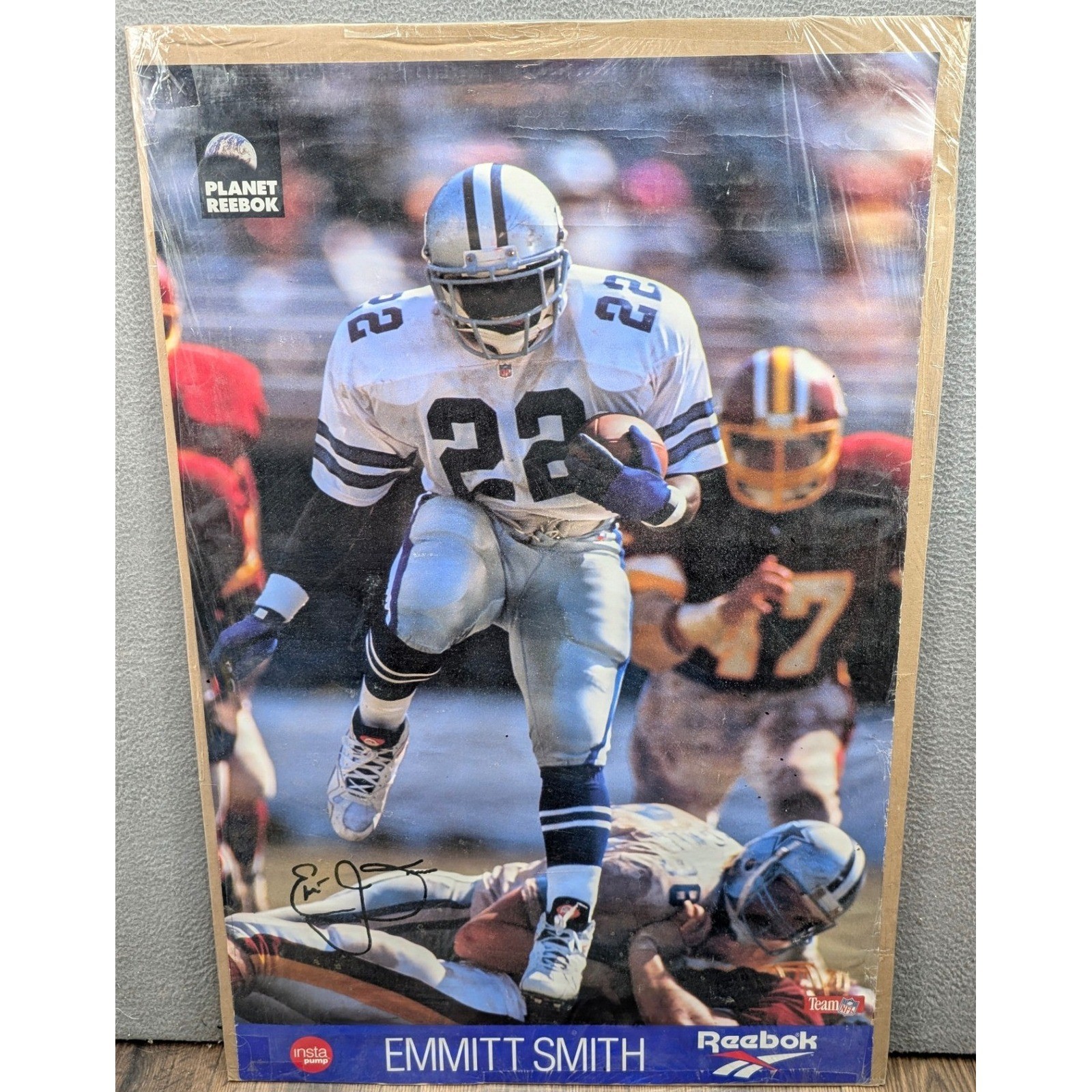 Emmitt Smith Dallas Cowboys Planet Reebok Poster 35x23 Vintage NFL 90s RARE