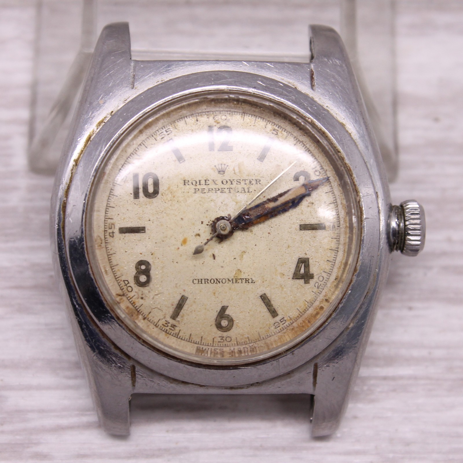 Vintage 1940\'s Rolex Bubbleback 2940 32mm Steel Automatic Watch Needs Restored