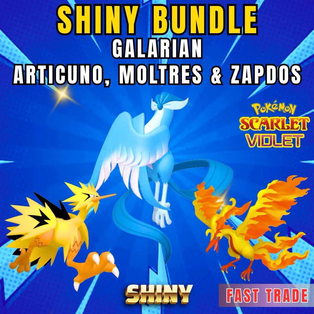 SHINY GALARIAN BIRDS ✨ ARTICUNO, MOLTRES & ZAPDOS  ✨ Pokemon Scarlet And Violet