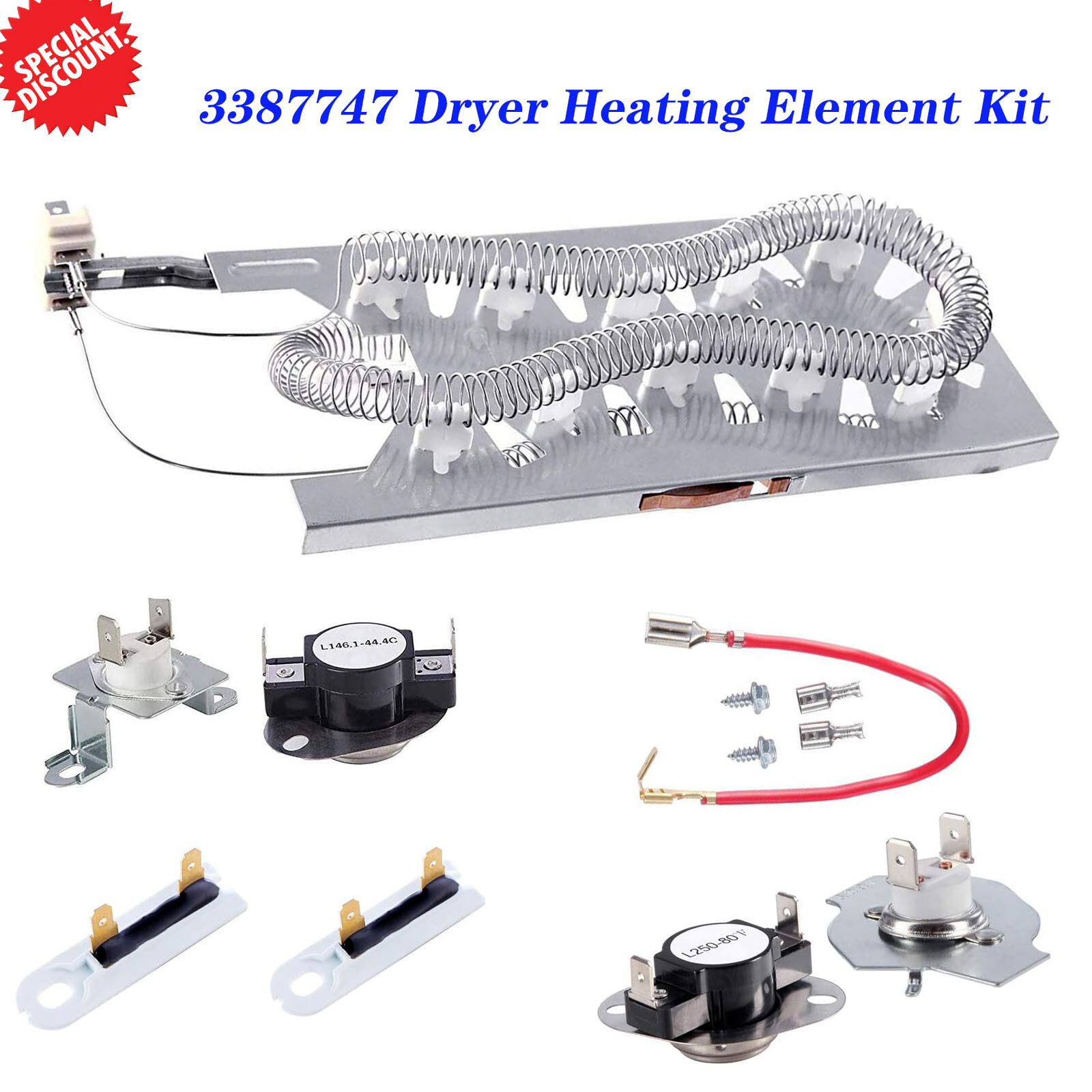 3387747 WP3387747 Dryer Heating Element 279816 279973 3392519 Thermostat Fuse 3387747 WP3387747 Dryer Heating Element 279816 279973 3392519 Thermostat Fuse