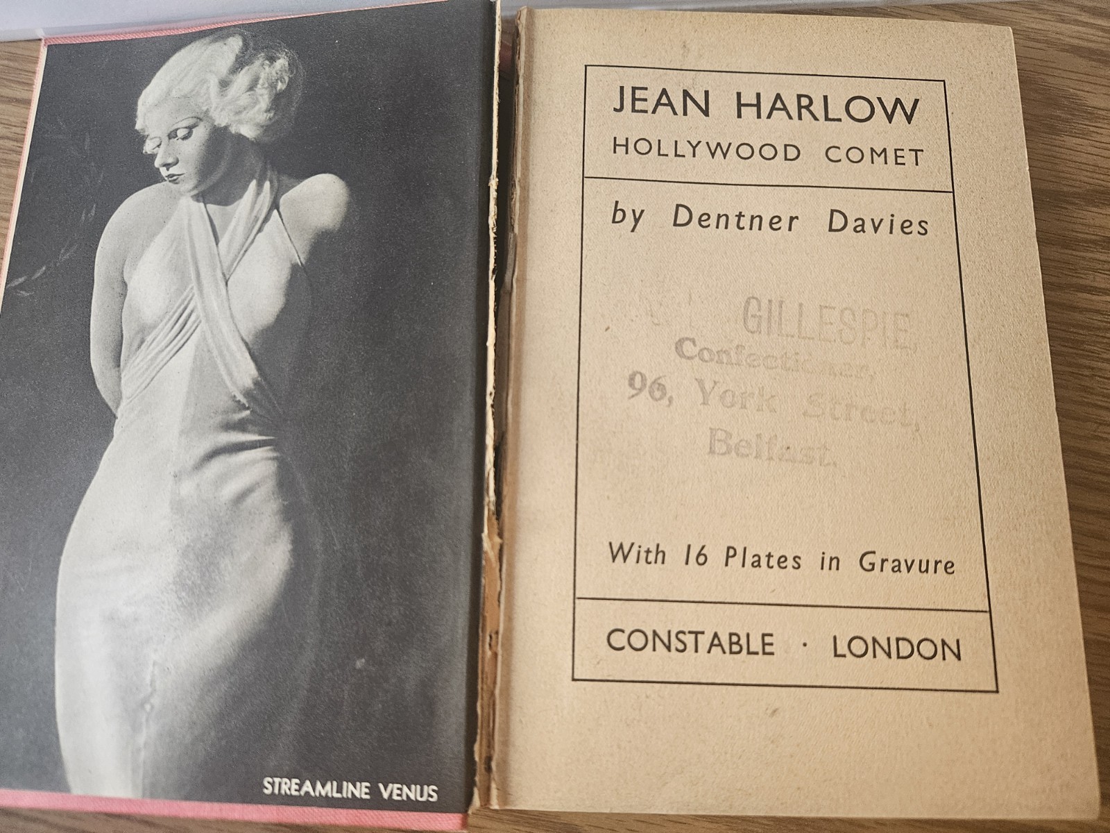 RARE 1937 Jean Harlow \'Hollywood Comet\' 1st Printing Spine Damage RARE 1937 Jean Harlow \'Hollywood Comet\' 1st Printing Spine Damage