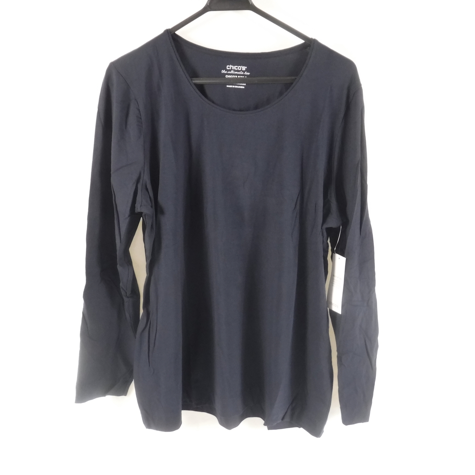 Chico's The Ultimate Tee Long Sleeve Layer Tee Classic Navy Women's Size 3