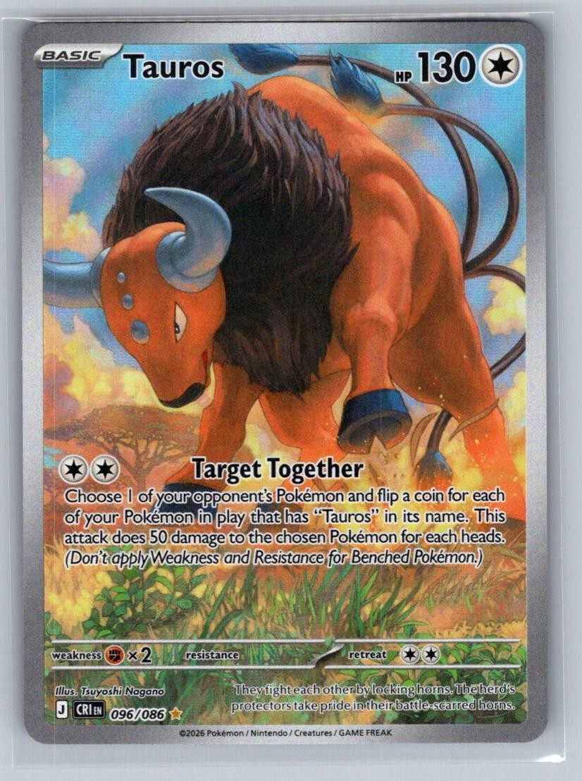 TAUROS 096/086 HOLO IR CHAOS RISING POKEMON NEAR MINT TAUROS