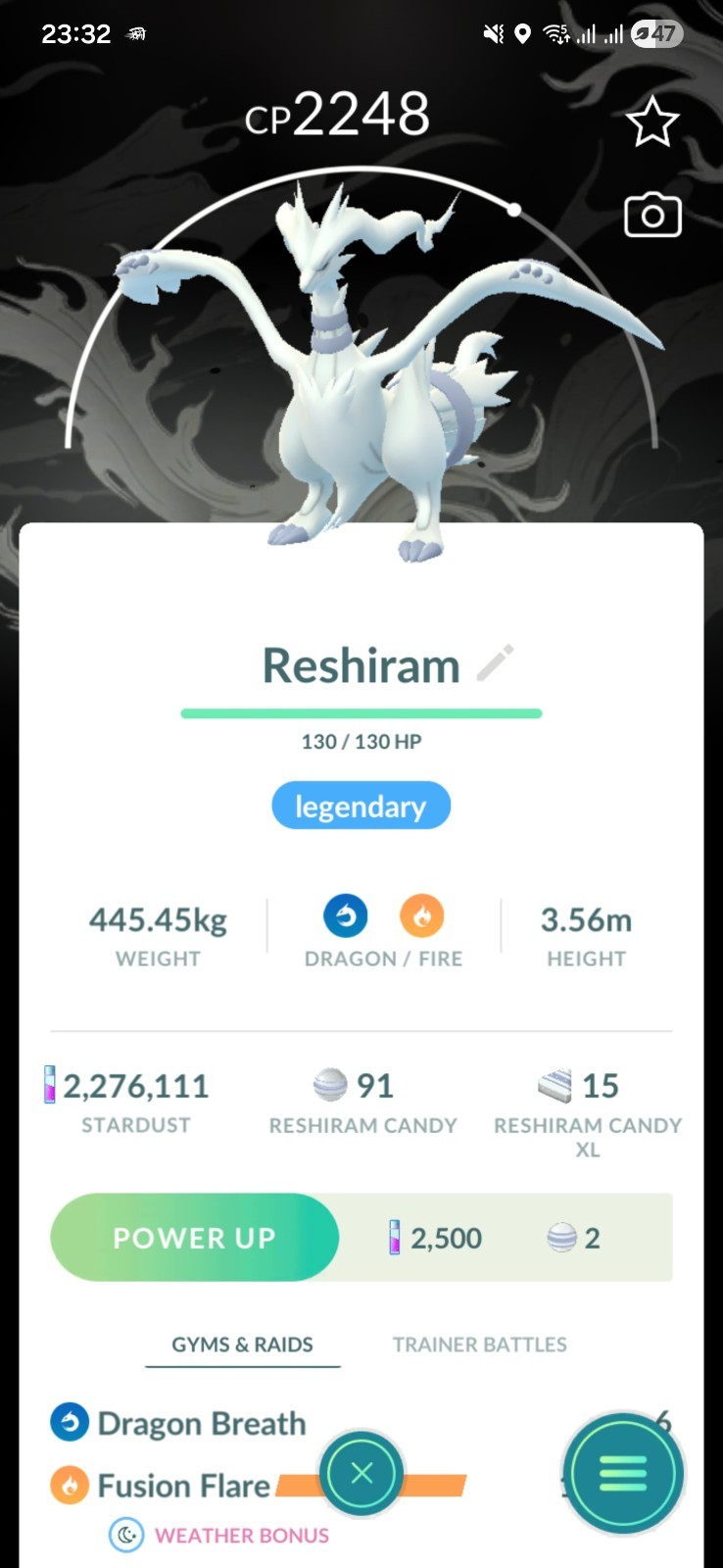 Reshiram ( Special BG ) Pokémon Trading Go