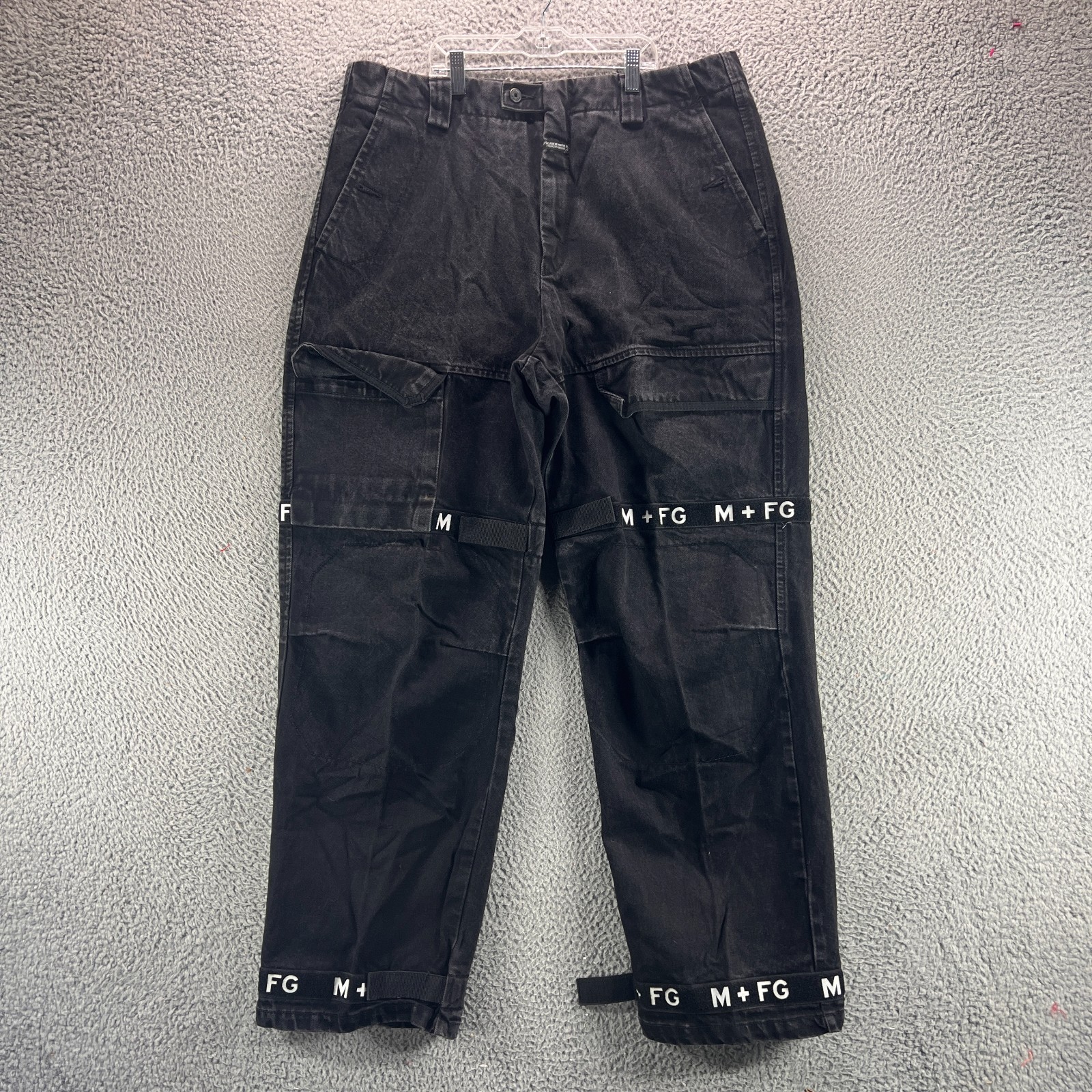 Vintage Marithe Francois Girbaud Jeans Mens 38x34 Black Strap Cargo Straight 90s