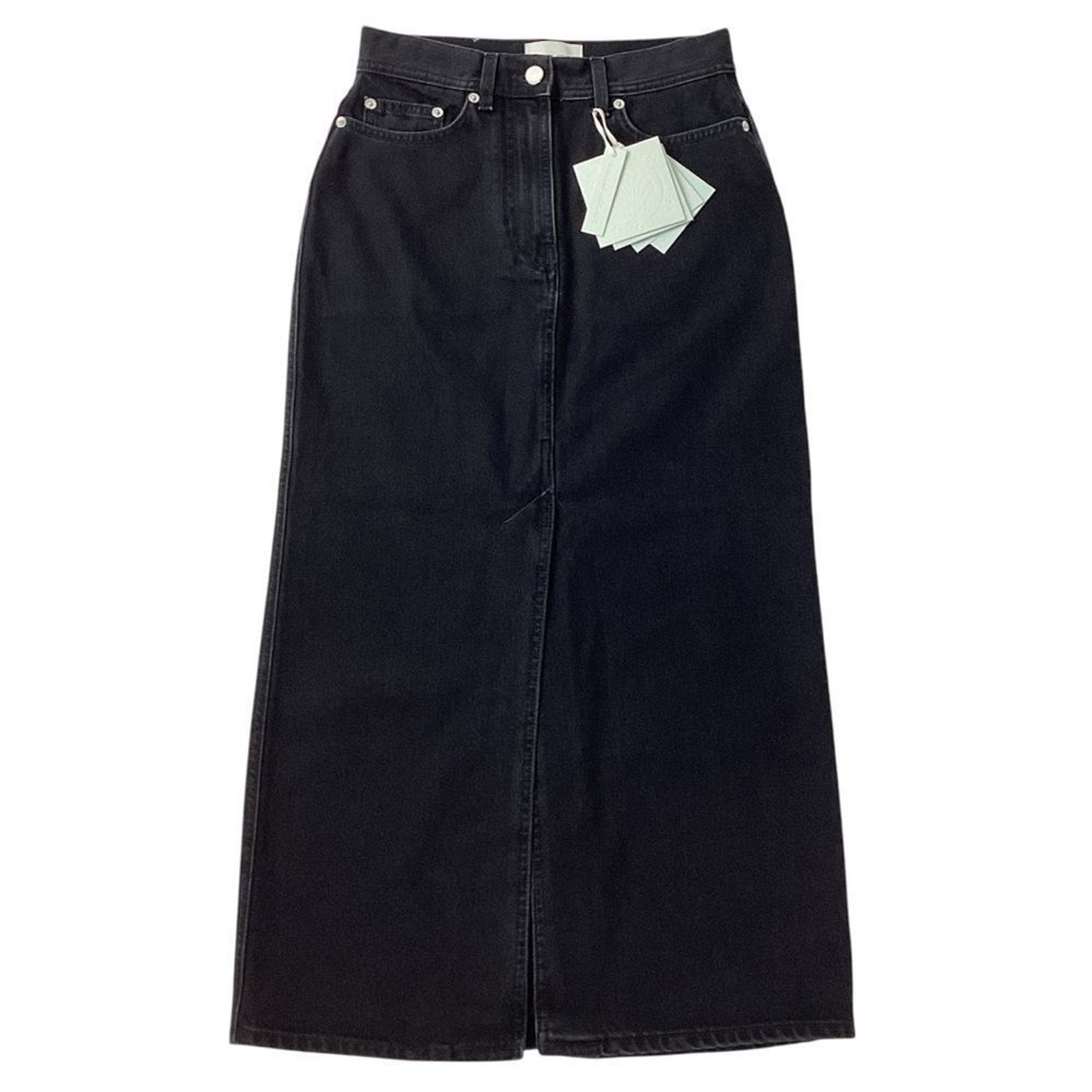 LOULOU STUDIO Rona Denim Midi Skirt XS Washed Gray 100% Cotton Italy