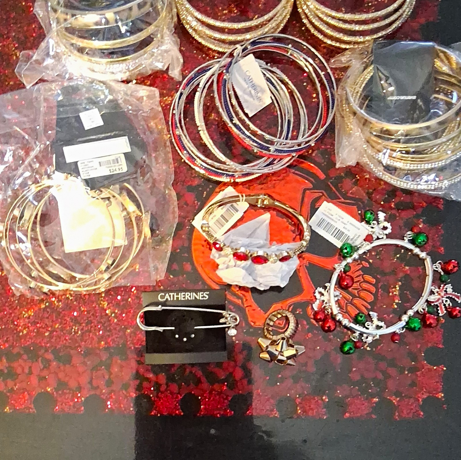 Catherines Women\'s Jewelry Lot 50+ Bangles Bracelets Earrings