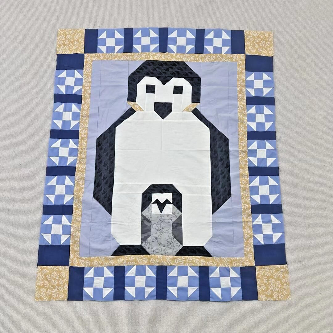 Handmade Penguins Baby Quilt Top 44x51\