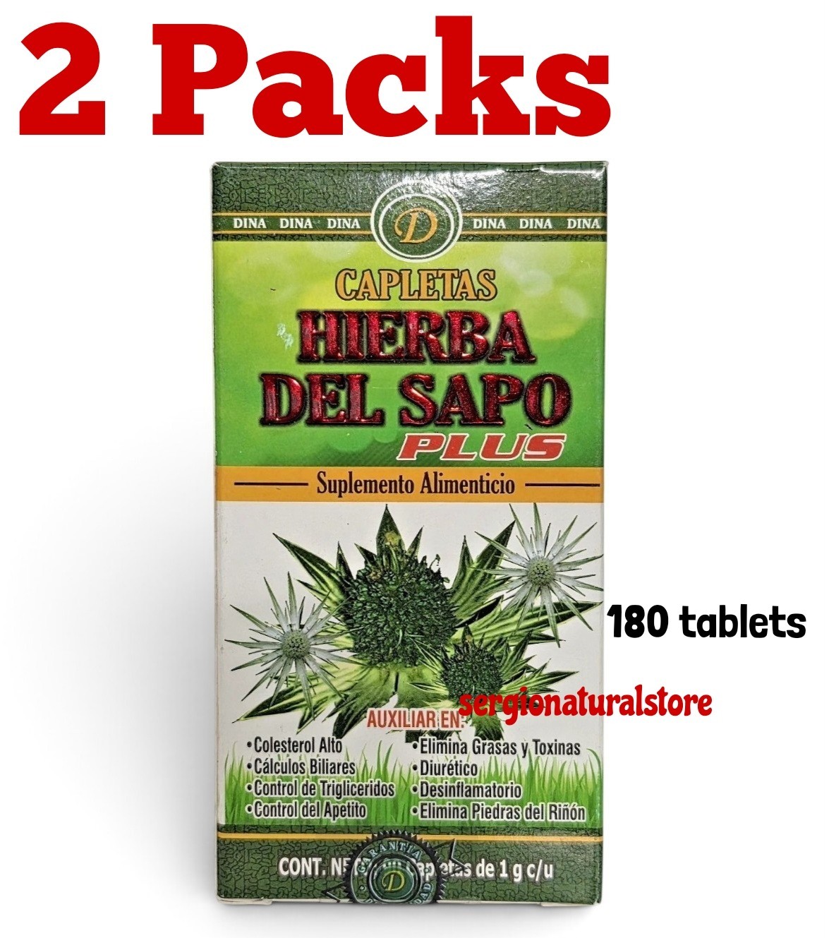 2 Packs Hierba del Sapo Plus 180 Tabletas 2 Packs Hierba del Sapo Plus 180 Tabletas