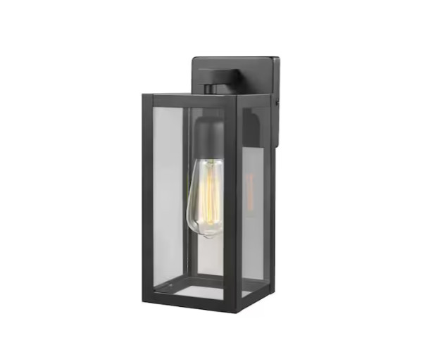 Hampton Bay Hurley 12 in. Matte Black Hardwired Outdoor Wall Light Lantern Hampton Bay Hurley 12 in. Matte Black Hardwired Outdoor Wall Light Lantern