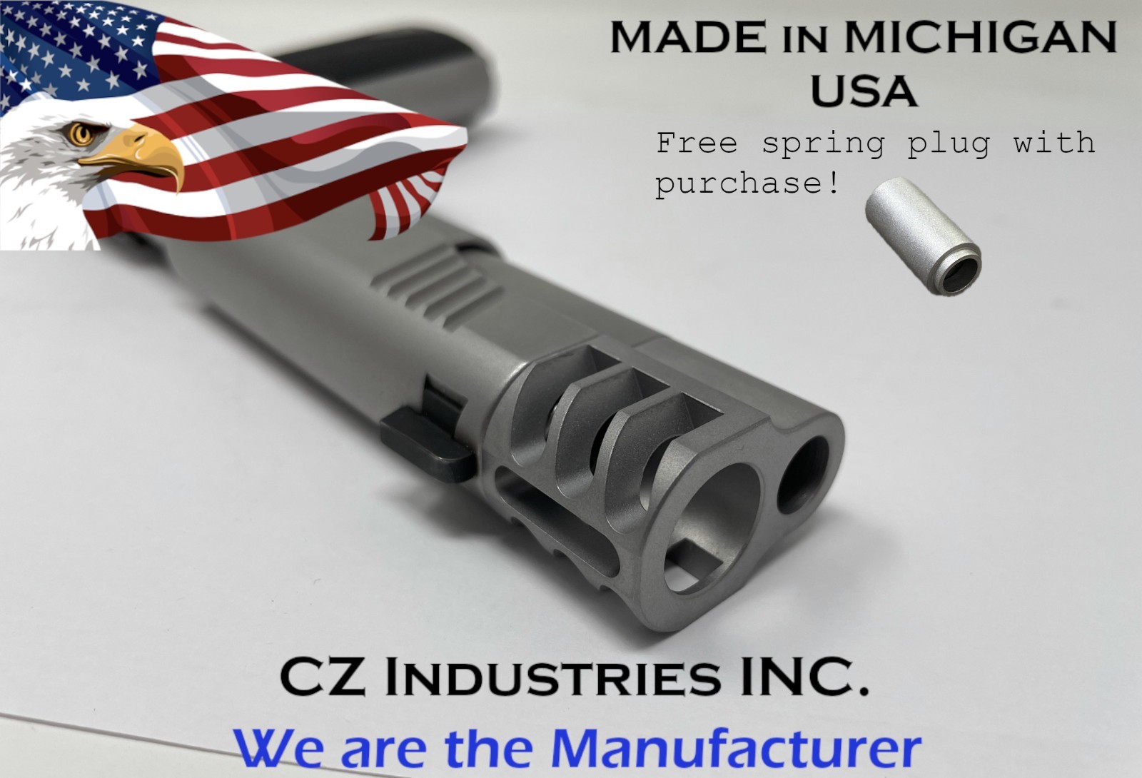1911 Stainless Compensator Brake - Muzzle Brake - w/ SIDE SLOTS 45acp _ V1SS