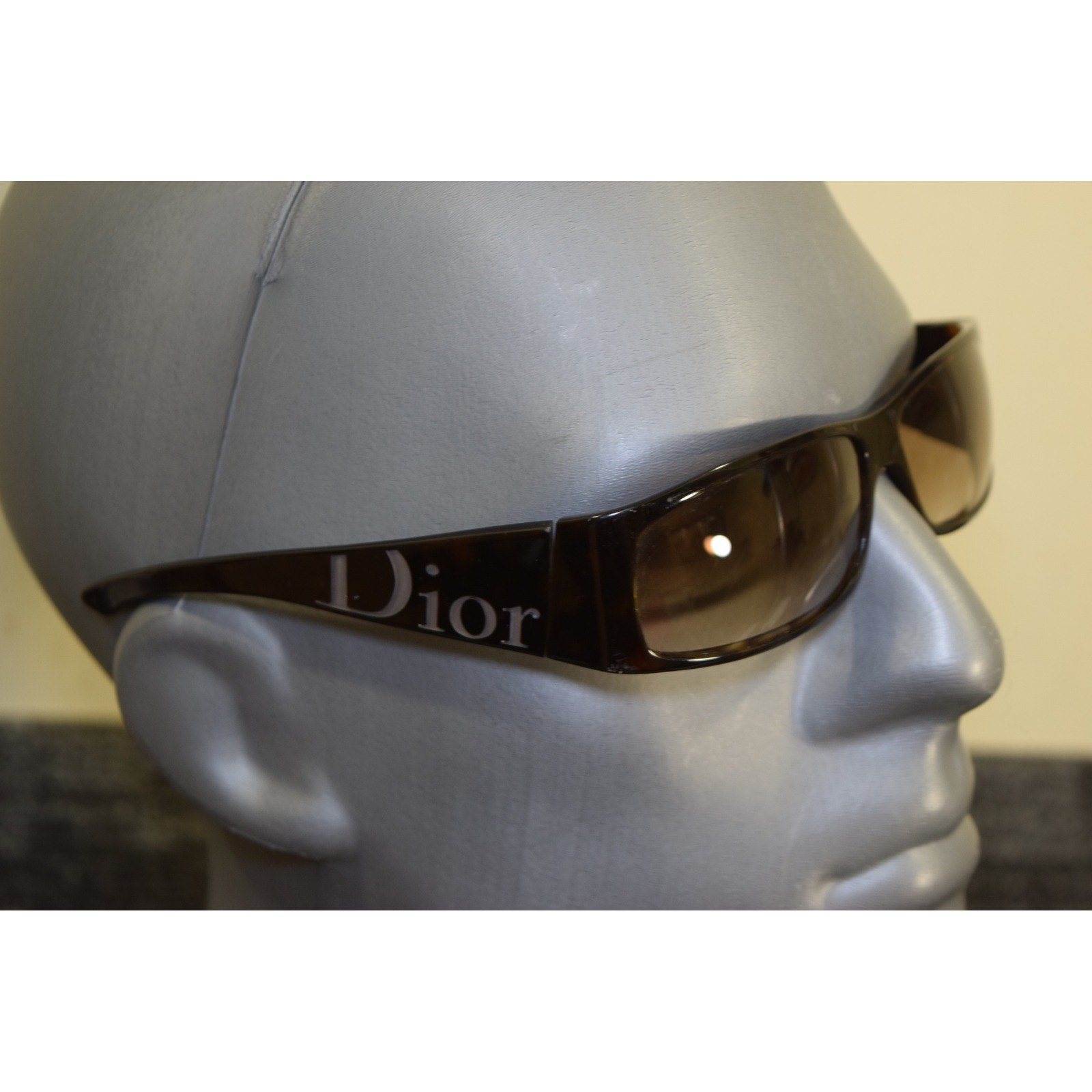 Vintage Christian Dior Your Dior 2 Sunglasses Black Wrap Shield Y2K Huge Logo