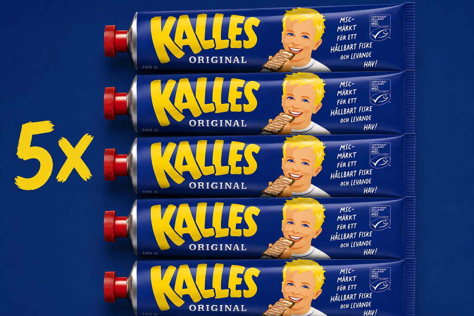 5x Kalles Original Swedish Cod Roe Caviar Spread Tubes 6.7 oz (190g) Authentic