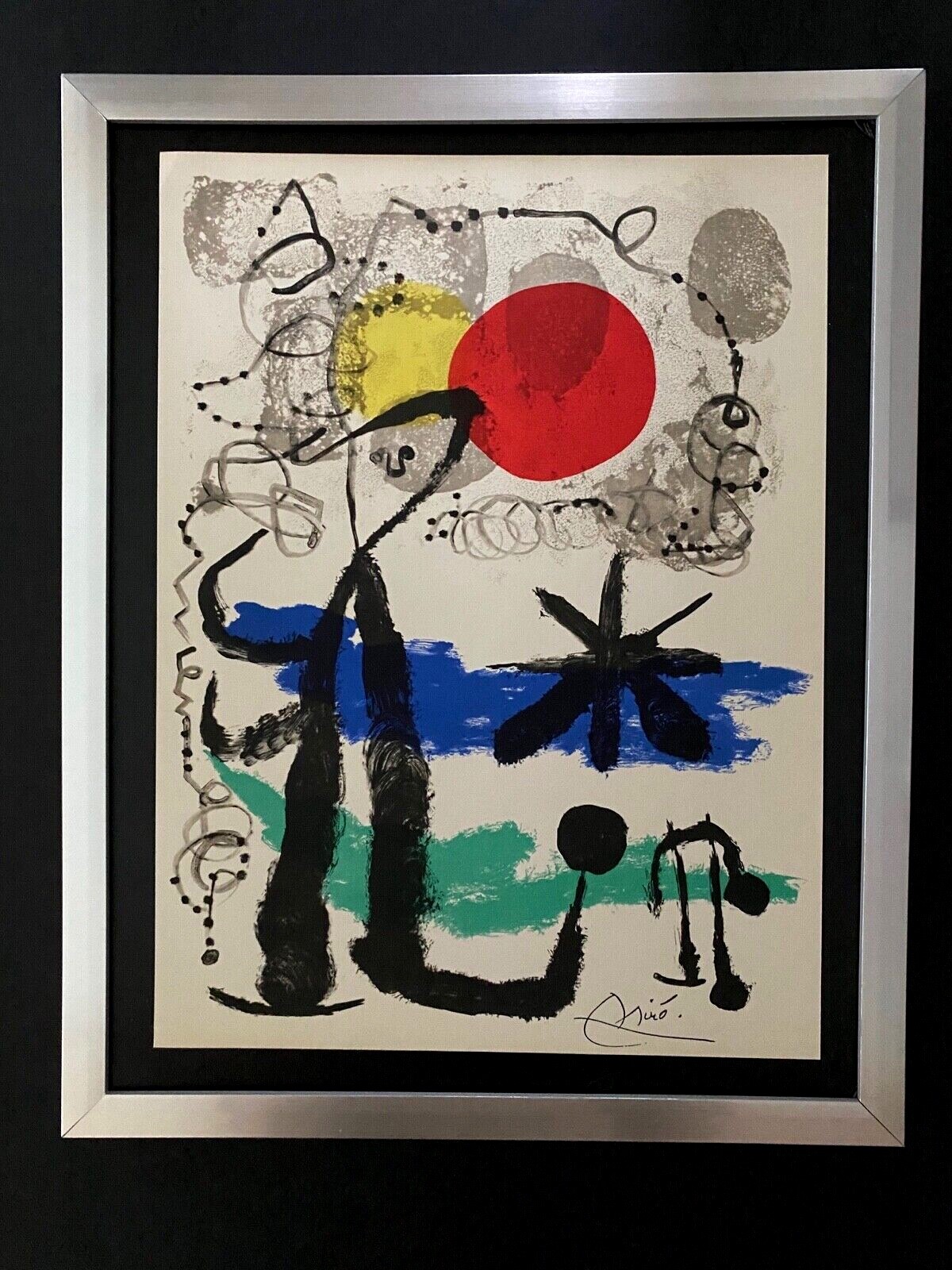 Vintage Joan Miro 1958 Signed Print Framed Modern  Art