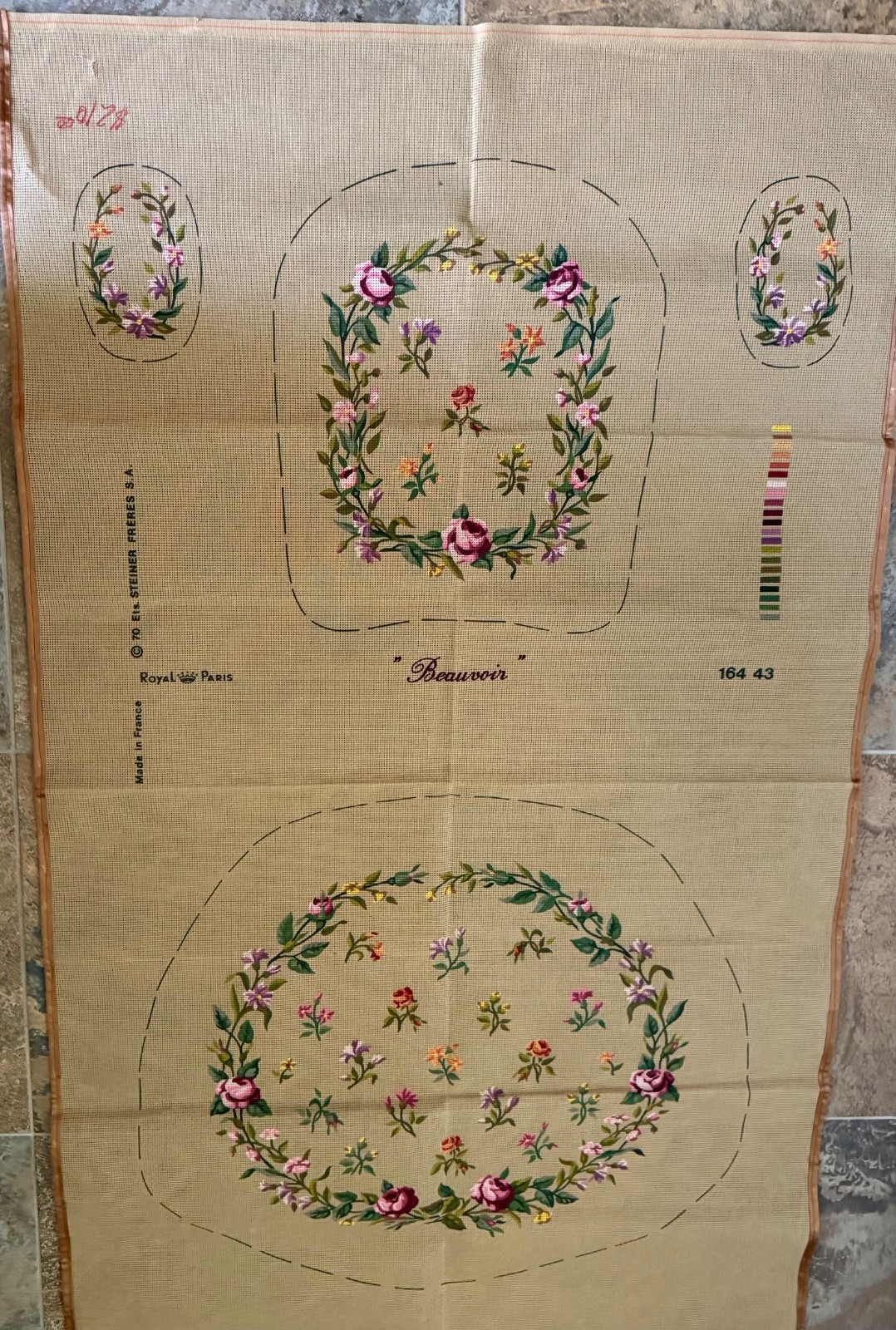 New Unworked Royal Paris Needlepoint Canvas For Chair Back, Cushion and Arms