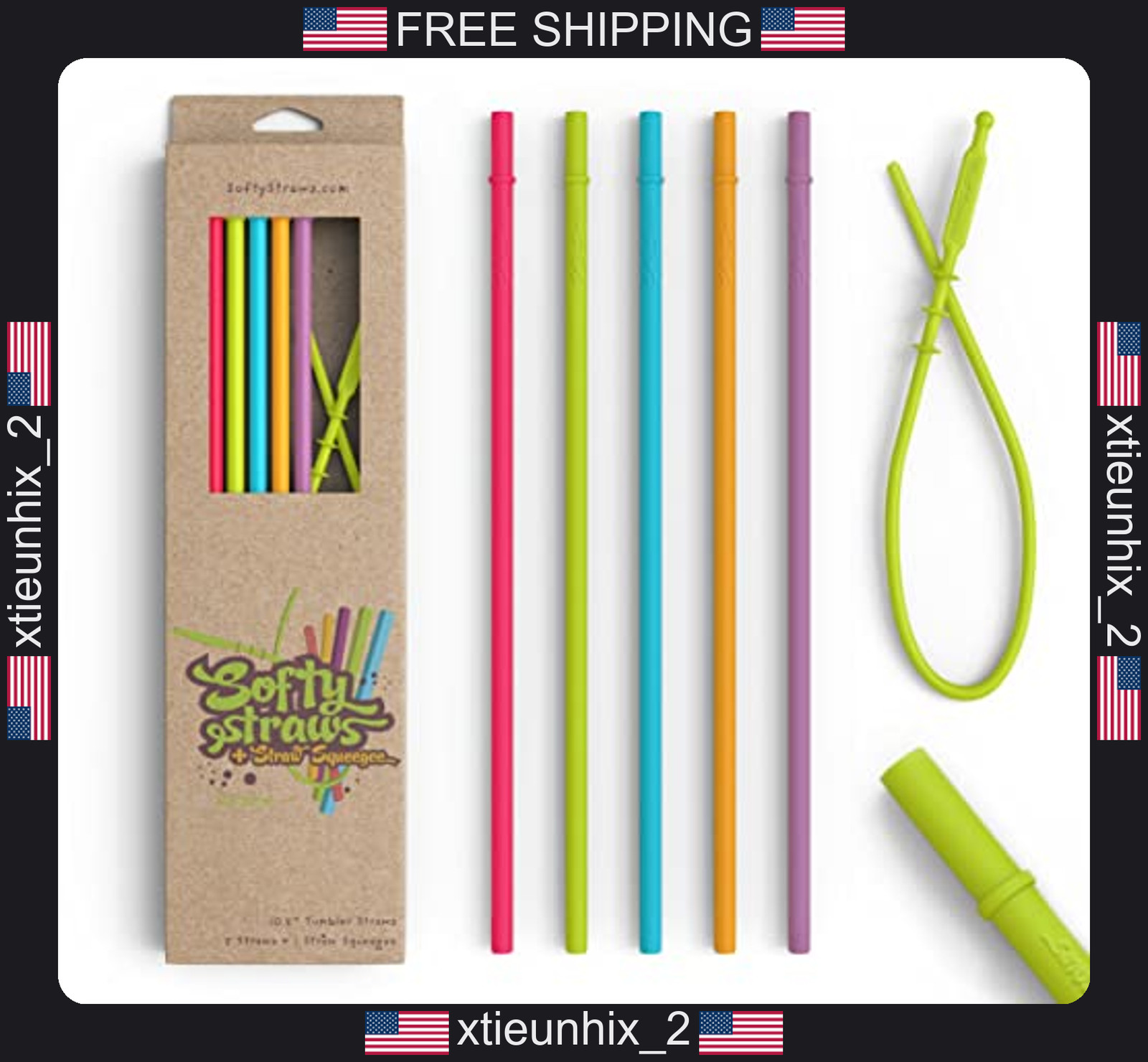 Silicone Drinking Straws for Tumblers 10.5 inch BPA Free 5 Pack