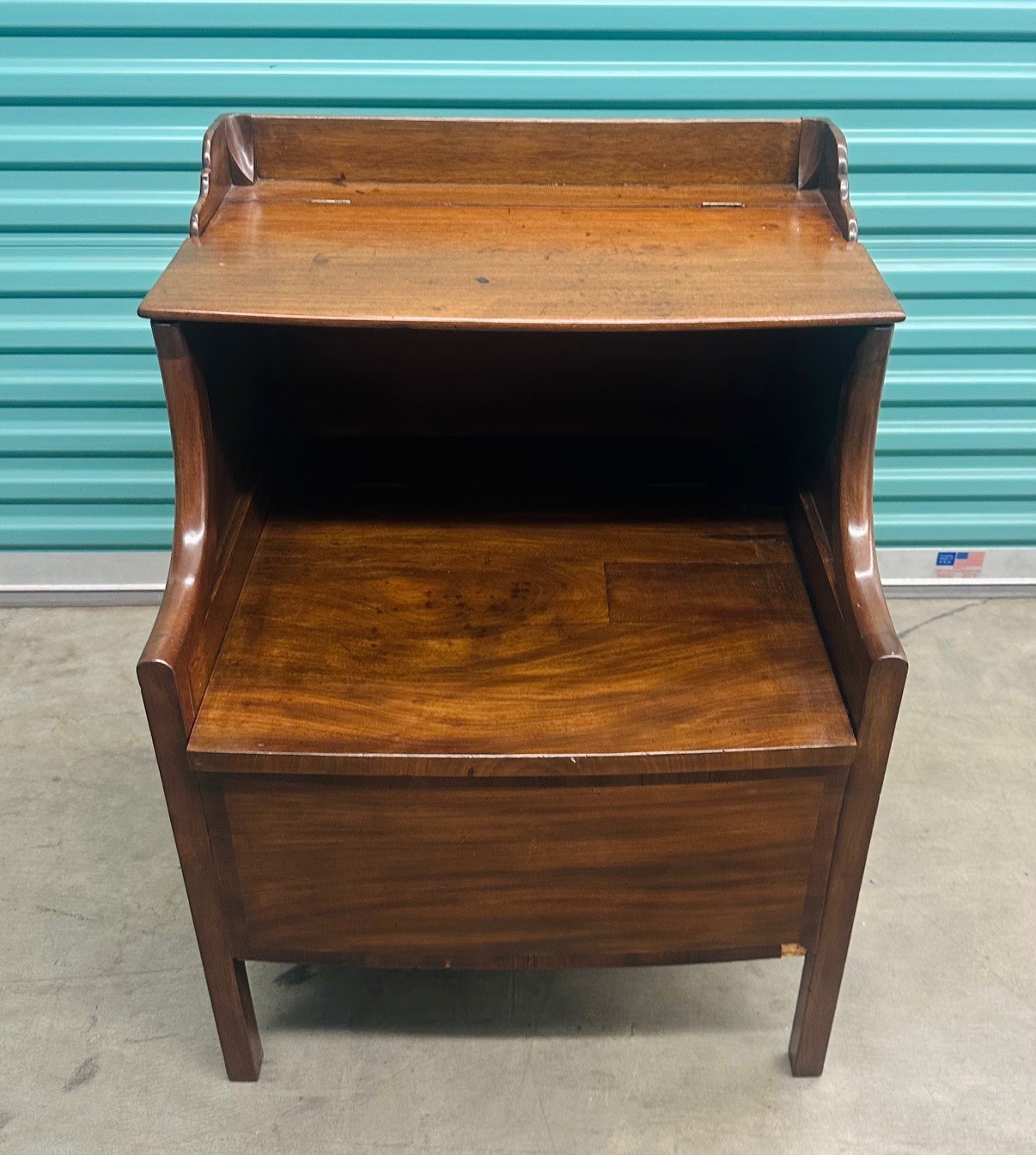 Antique 19th c English Mahogany Bedside Commode Storage Cabinet End Side Table