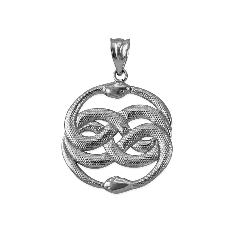 Sterling Silver Double Infinity Ouroboros Snakes Pendant Necklace