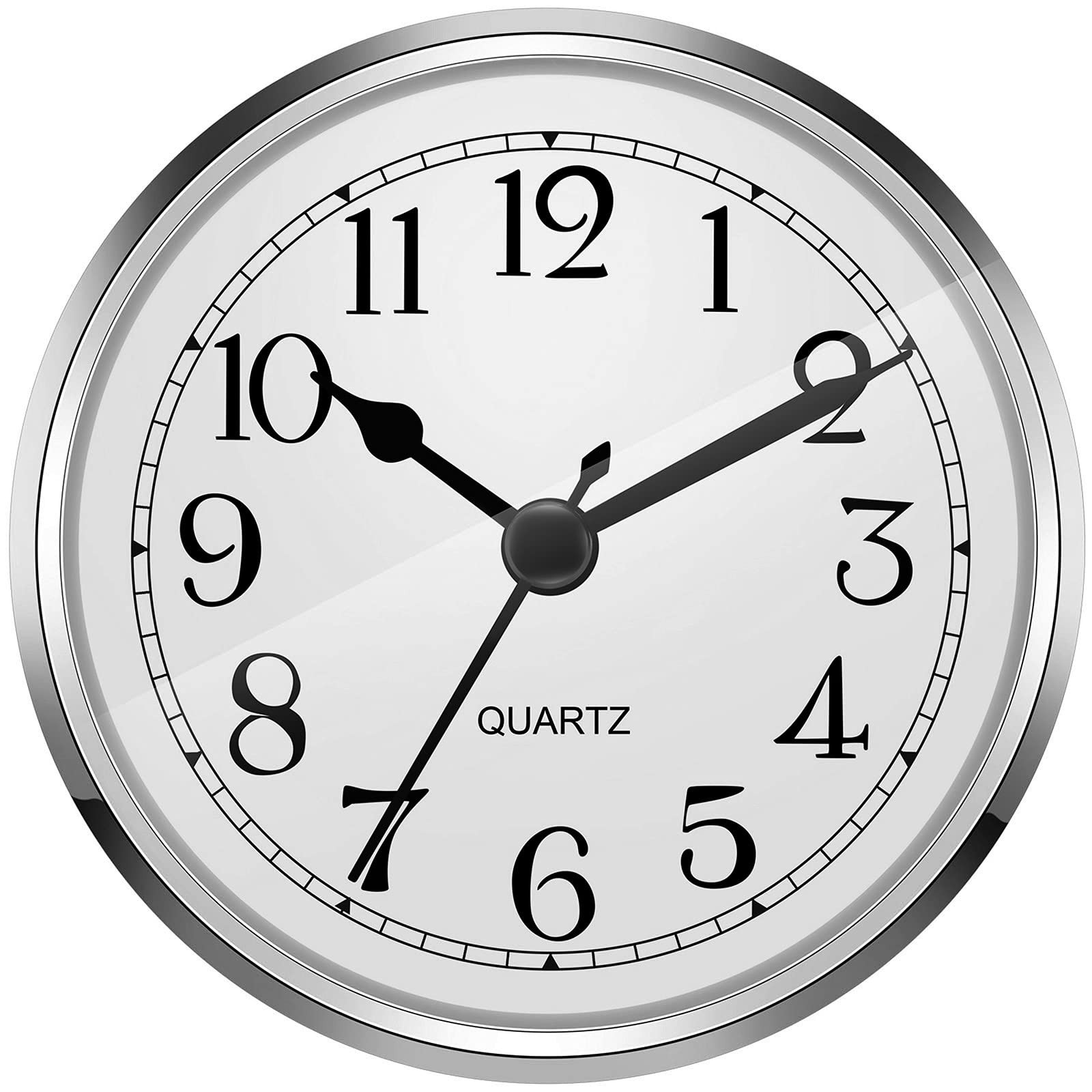 Hicarer 3-1/2 Inch (90 mm) Quartz Clock Fit-up/Insert with Arabic Numeral (Silve Hicarer 3-1/2 Inch (90 mm) Quartz Clock Fit-up/Insert with Arabic Numeral (Silve