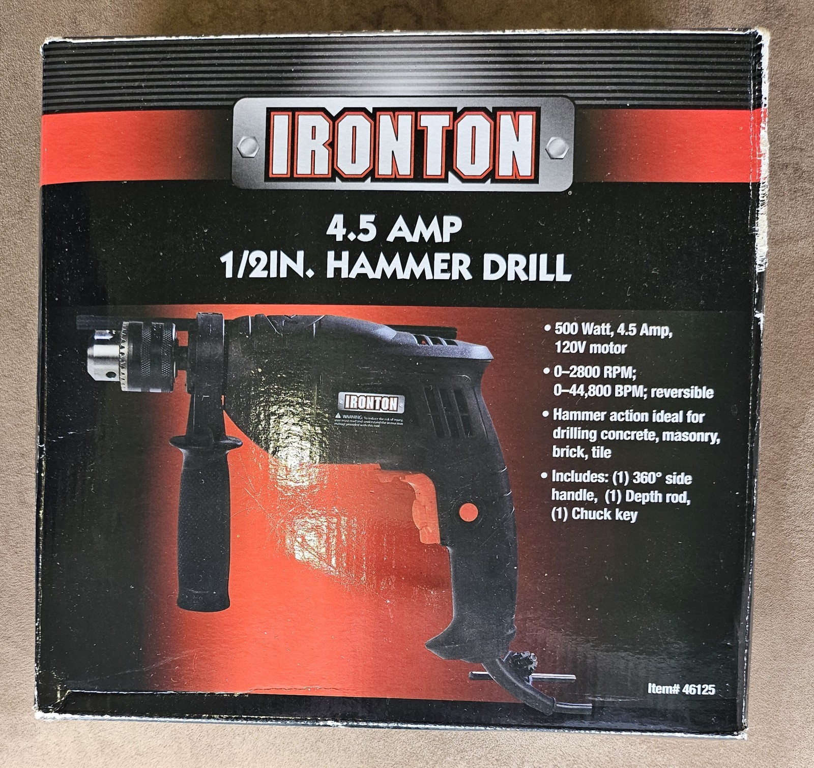 IRONTON 4.5AMP 500W 1/2-IN Corded Hammer Drill