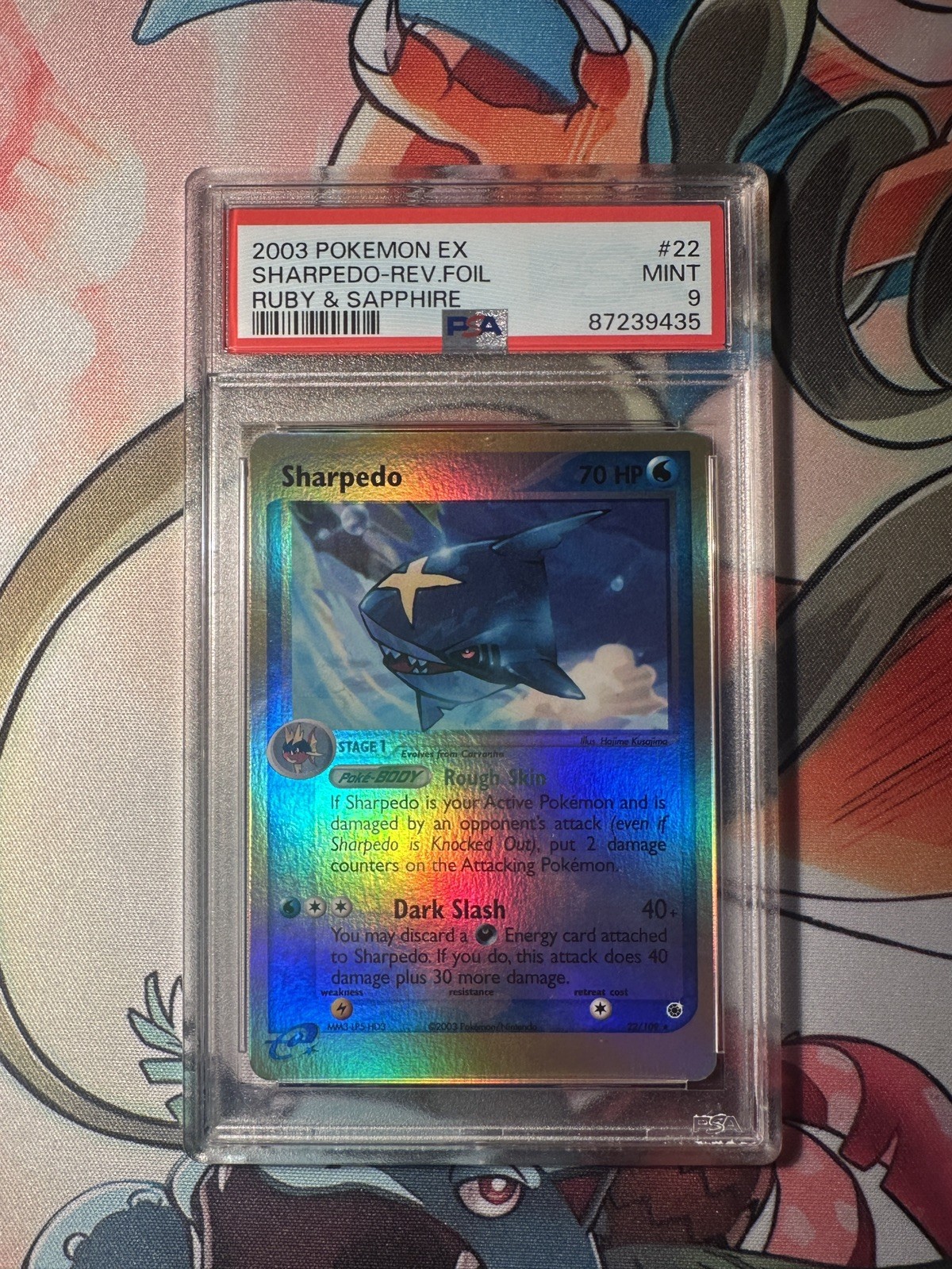 2003 POKEMON EX RUBY & SAPPHIRE #22 SHARPEDO-REVERSE FOIL PSA 9 POP 33 2003 POKEMON EX RUBY & SAPPHIRE #22 SHARPEDO-REVERSE FOIL PSA 9 POP 33