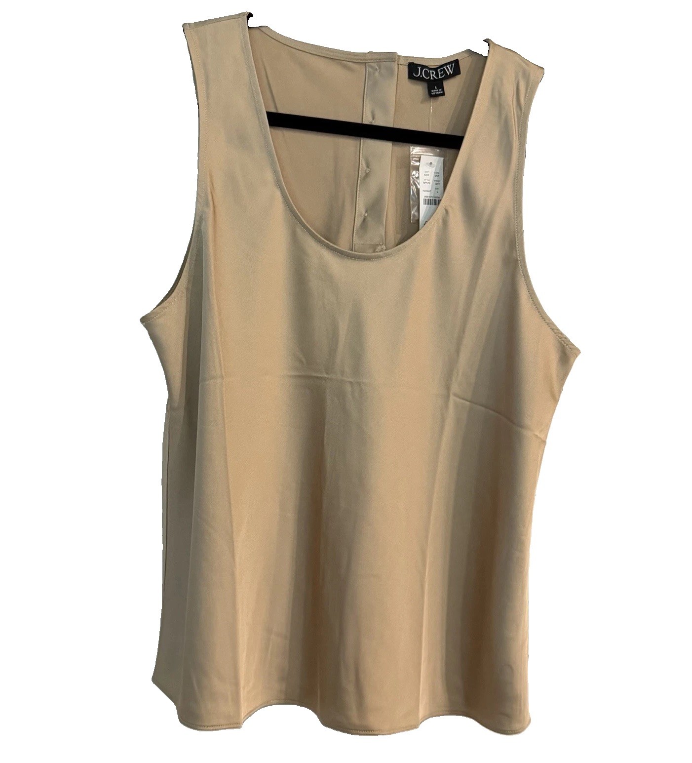 J.Crew Sleeveless Shell Top Everyday Crepe Back Button Light Khaki NWT L