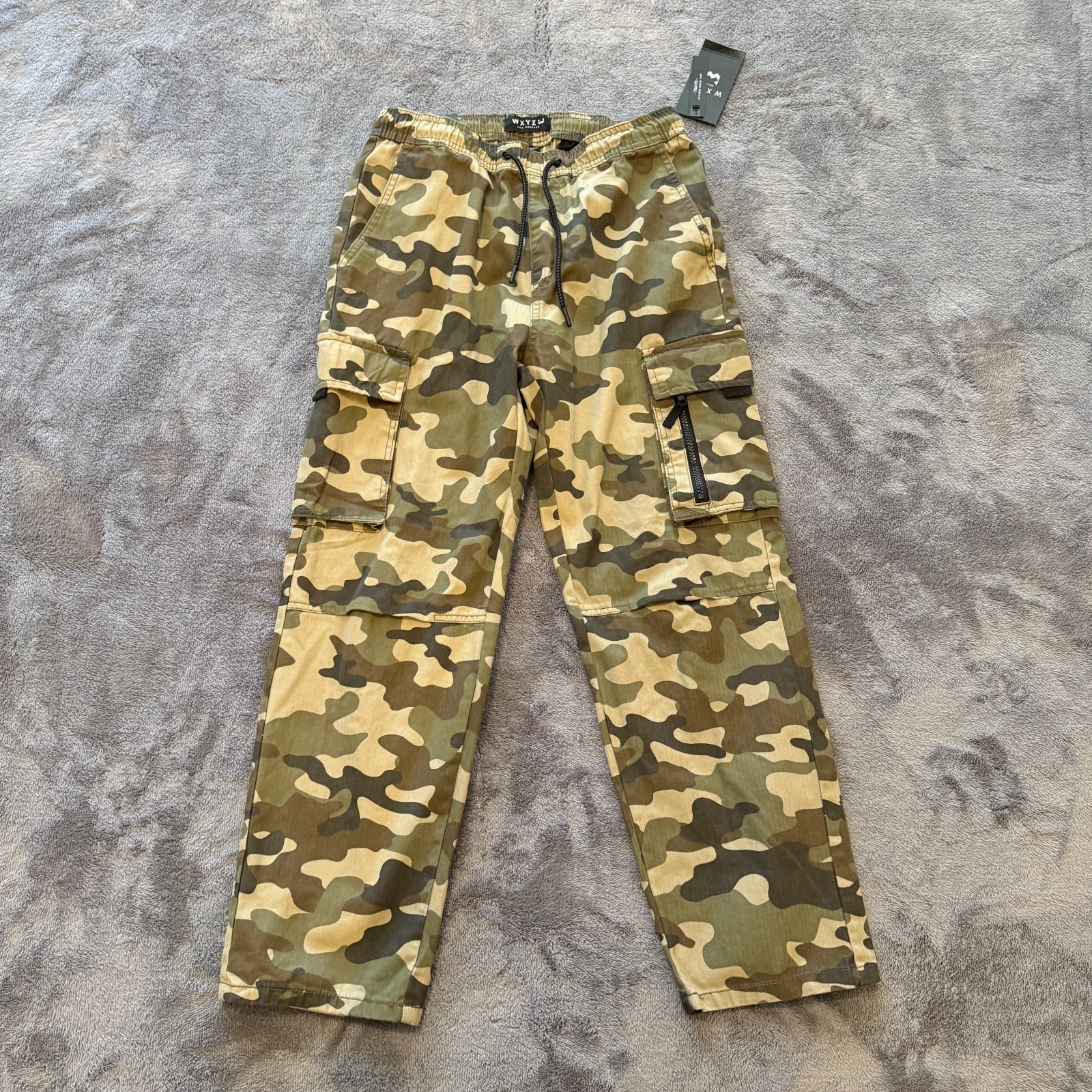 WXYZ Los Angeles Travis Men\'s Zip Cargo Jogger Pants Camo Camouflage S NWT