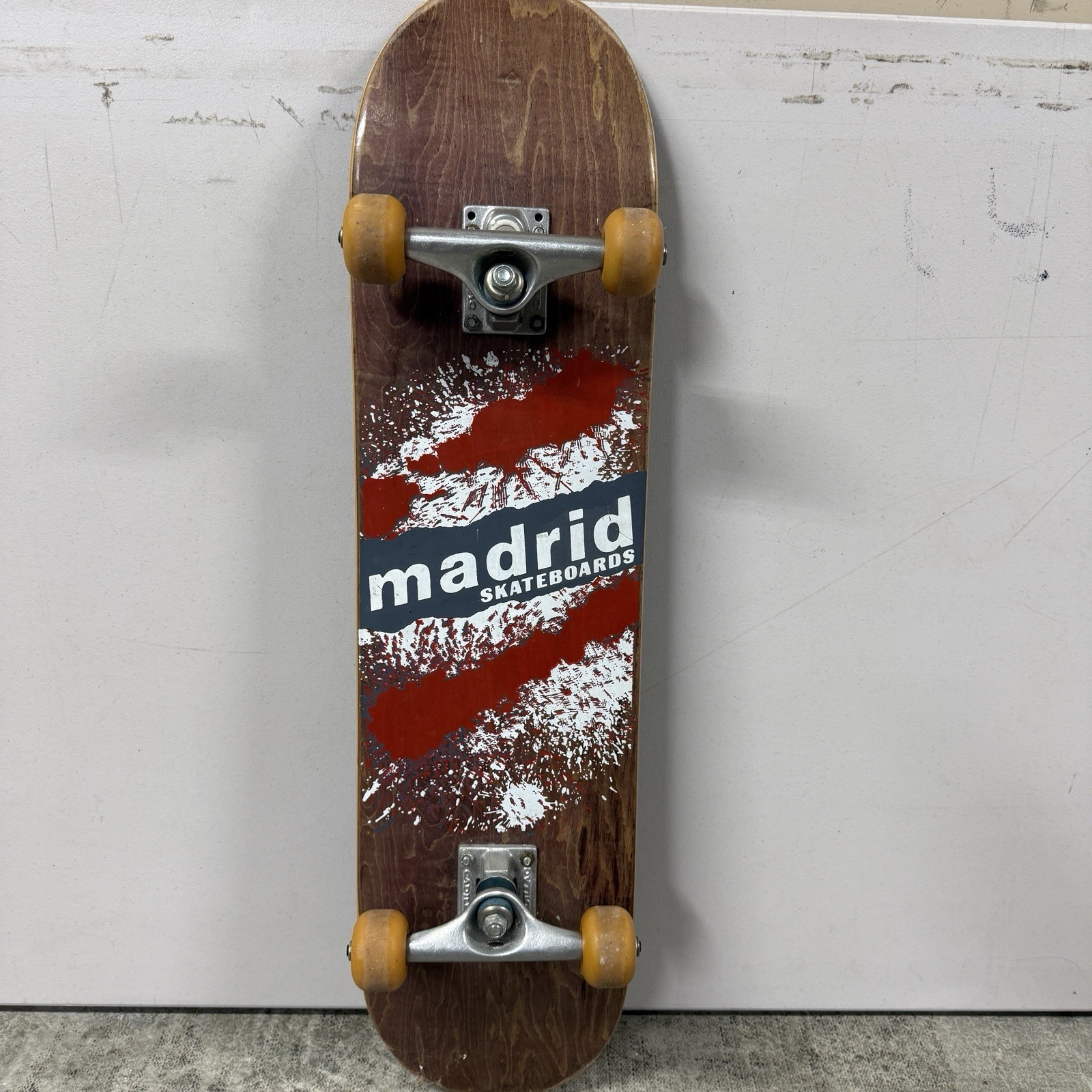 Vintage Madrid Skateboard Explosion Wood Grain Cadillac Trucks Complete