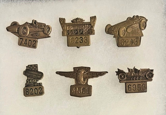 6 INDIANAPOLIS INDY 500 BRONZE PIT PASS BADGES 1961 1962 1963 1964 1965 1966