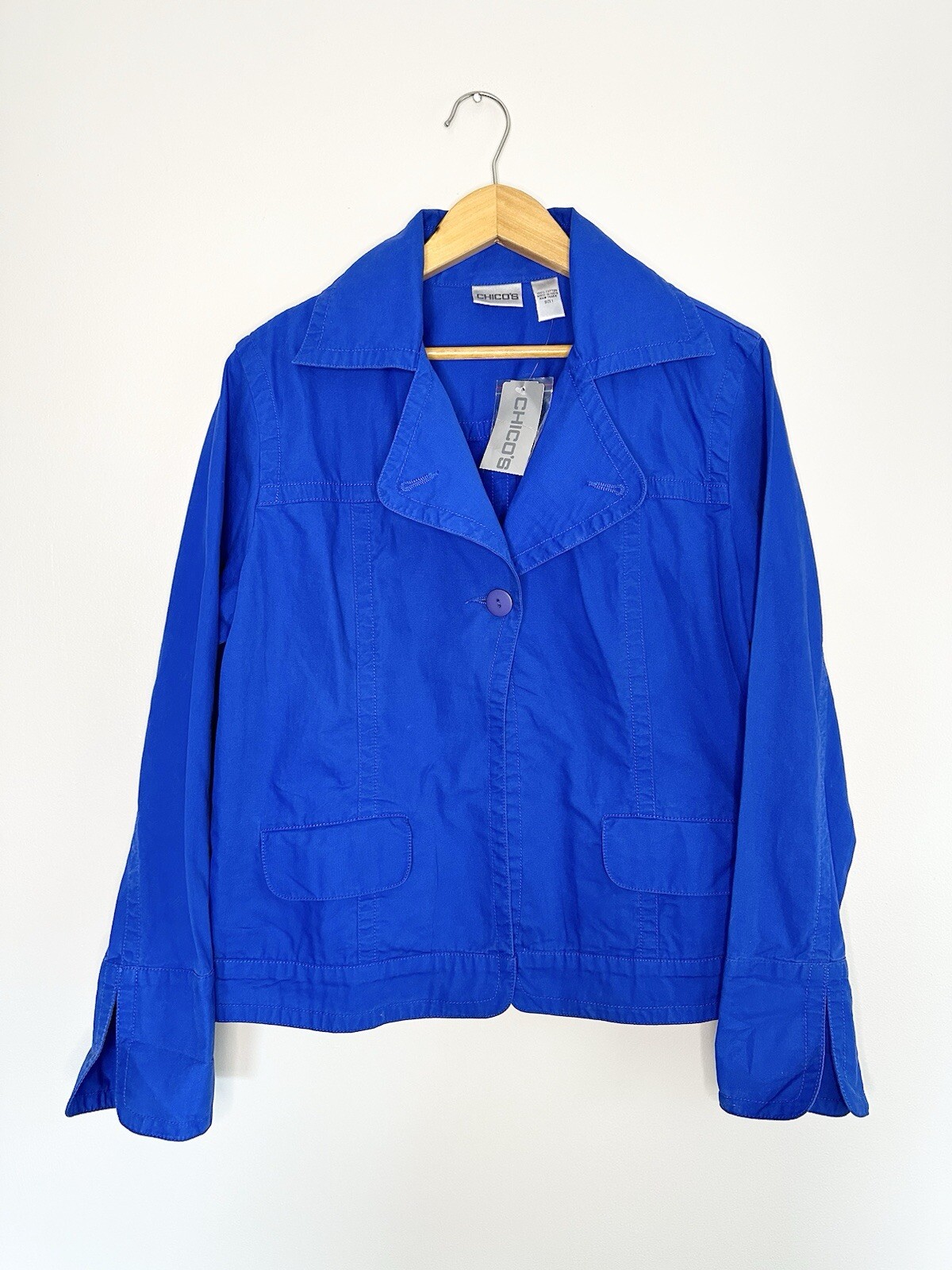 Chico’s Weekend Cotton Fontana Jacket Celestial Blue Lightweight Sz 1 (S) NWT