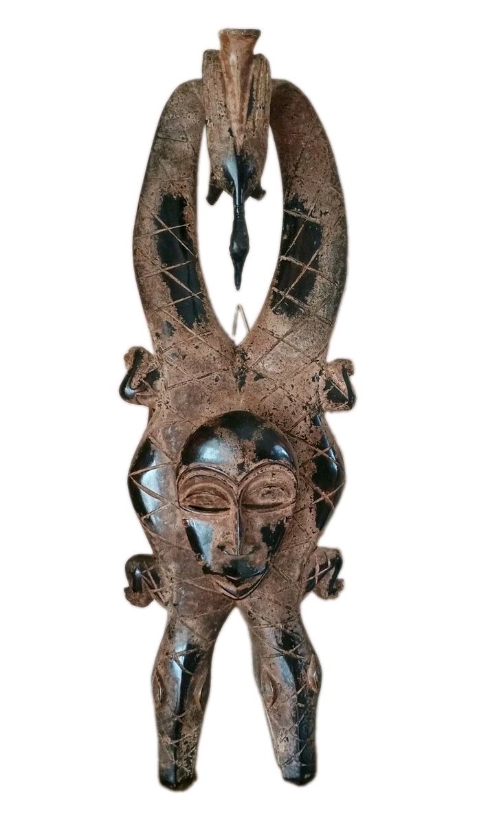 Vintage African Wood Mask Hand Carved 26\