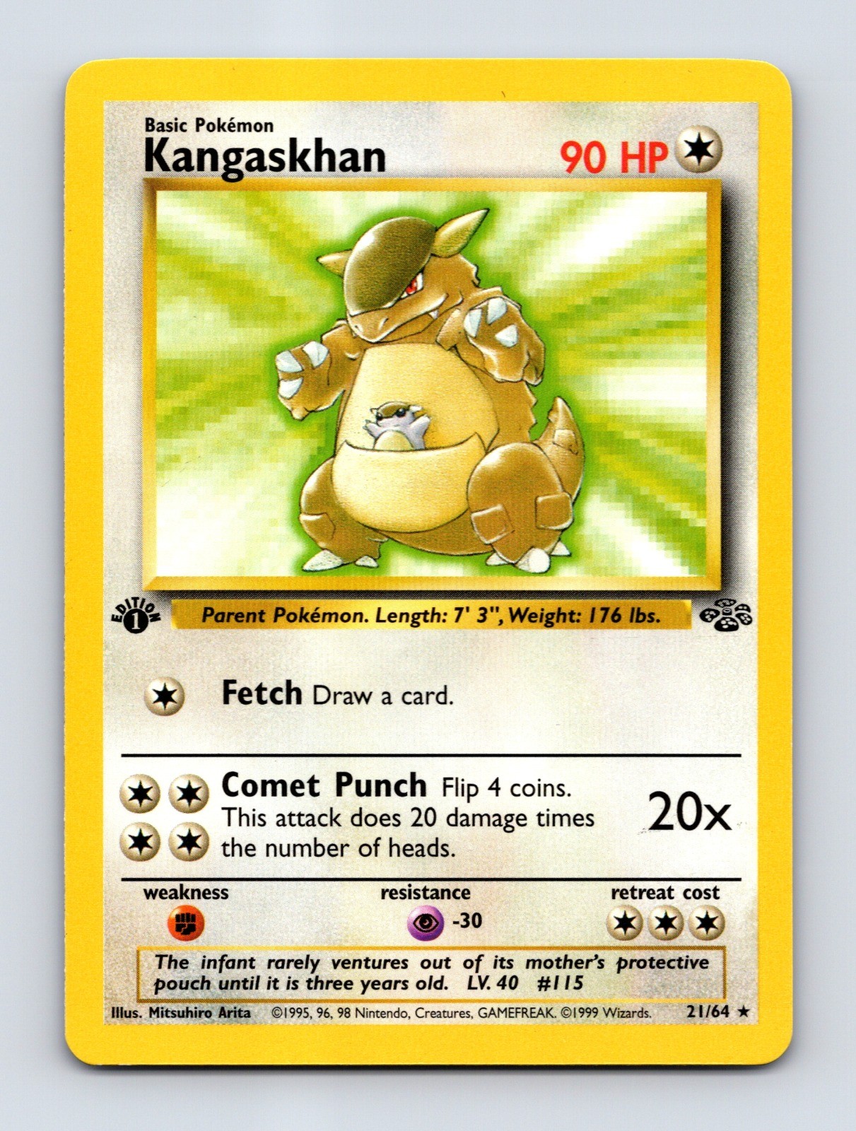 Kangaskhan (21) Non-Holo 1st Edition Rare Jungle 21/64 NM
