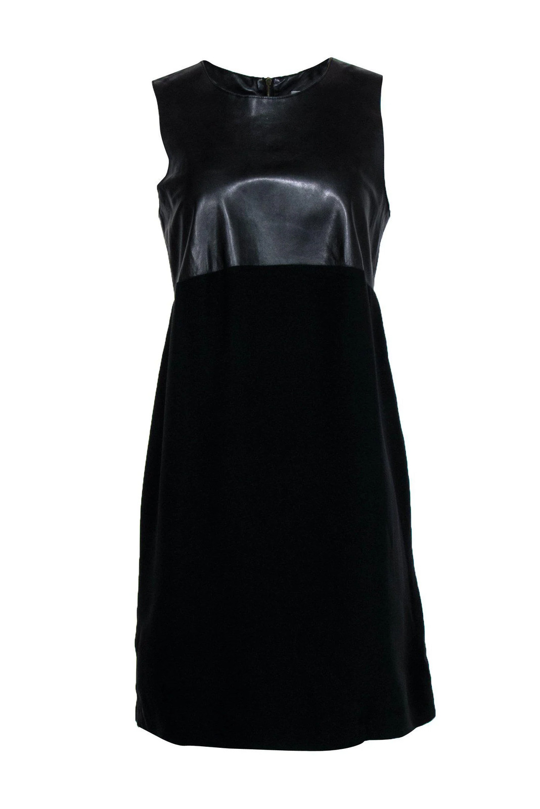 Vince - Black Shift Dress w/ Leather Bust Sz 10