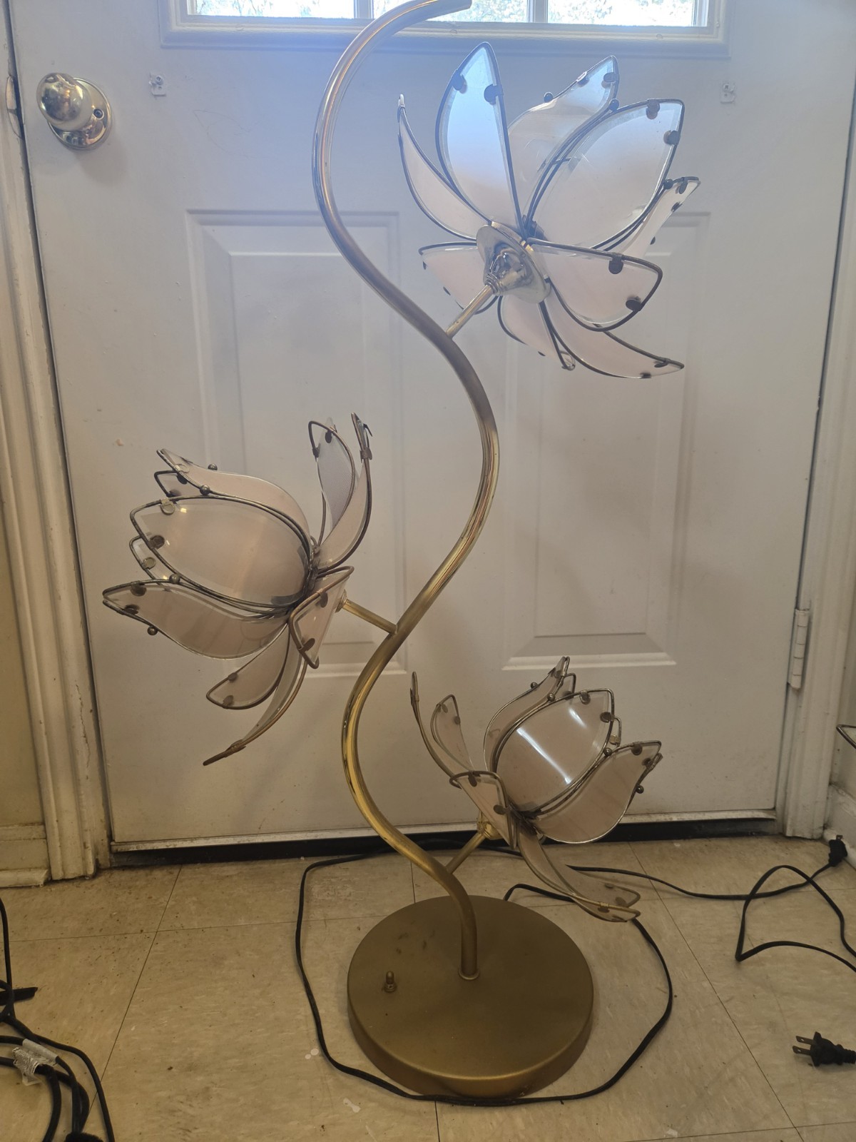 Vtg Mcm Hollywood Regency Lotus Flower Lamp 37