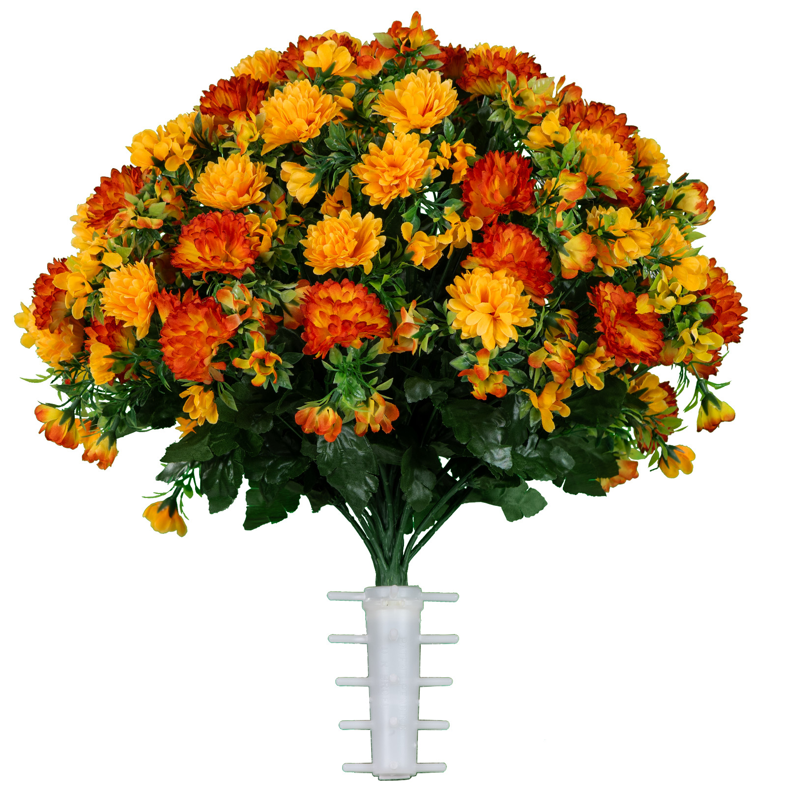Artificial Cemetery Flowers - Sunset Orange Garden Mums Bouquet