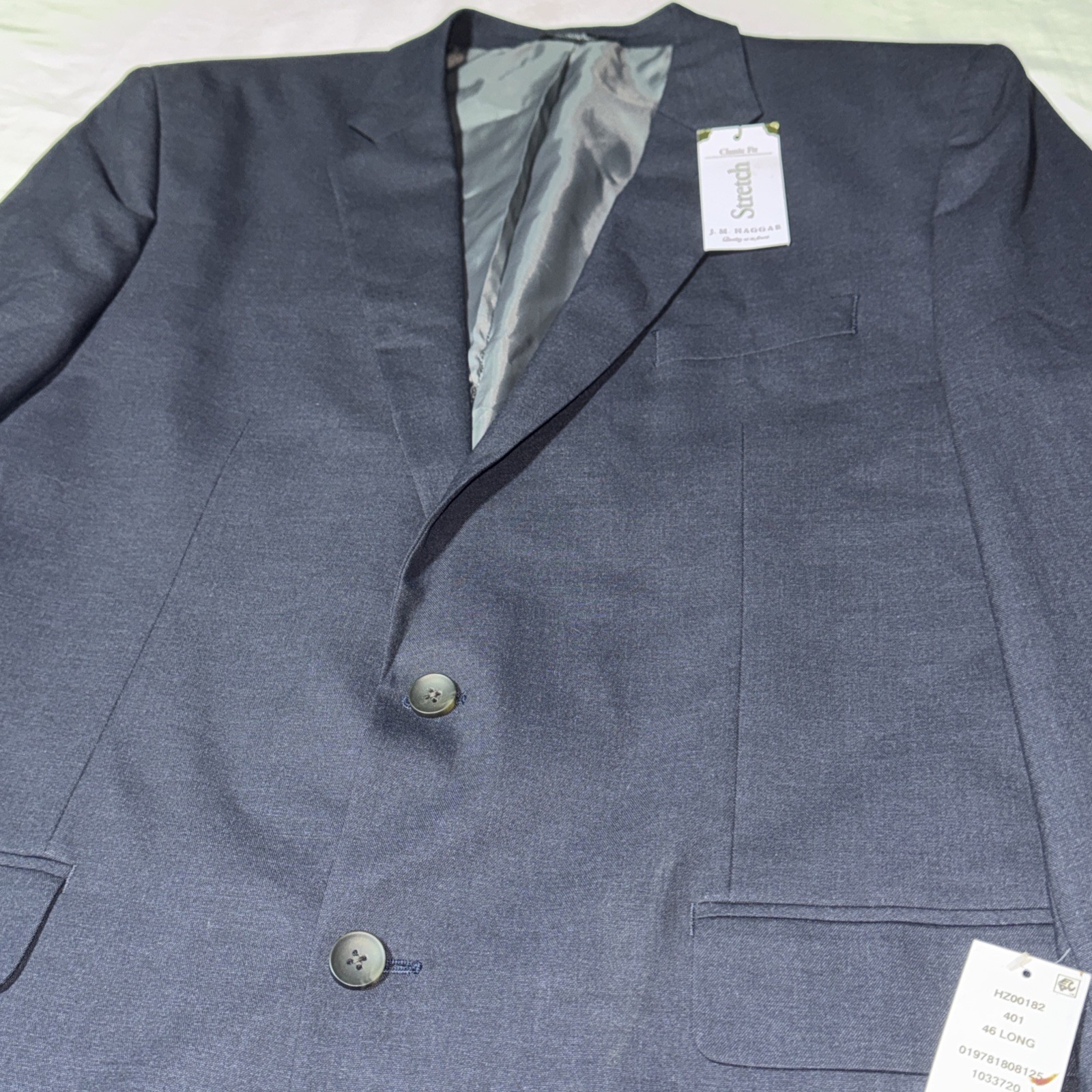 JM Haggar Mens Premium Stretch Classic Fit Suit Jacket 46L $220 Navy Blue NWT **