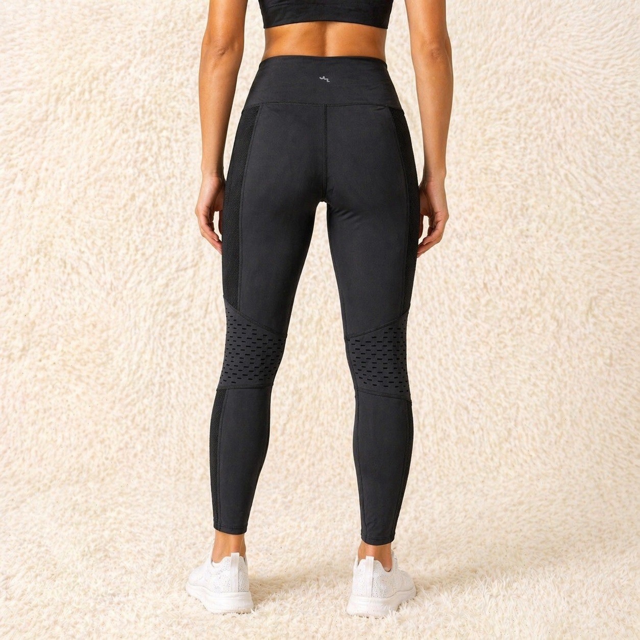 JoyLab Womens High Rise Leggings M Black Mesh Panel Athletic Gym Yoga Fit Runs