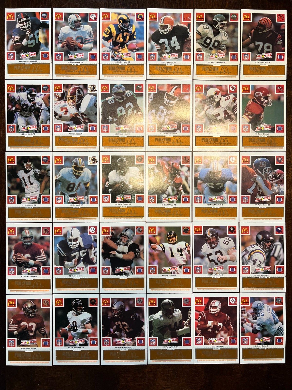 1986 McDonald's Play & Win All Star Team Complete Set (30) Unscratched Gold 1986 McDonald's Play & Win All Star Team Complete Set (30) Unscratched Gold